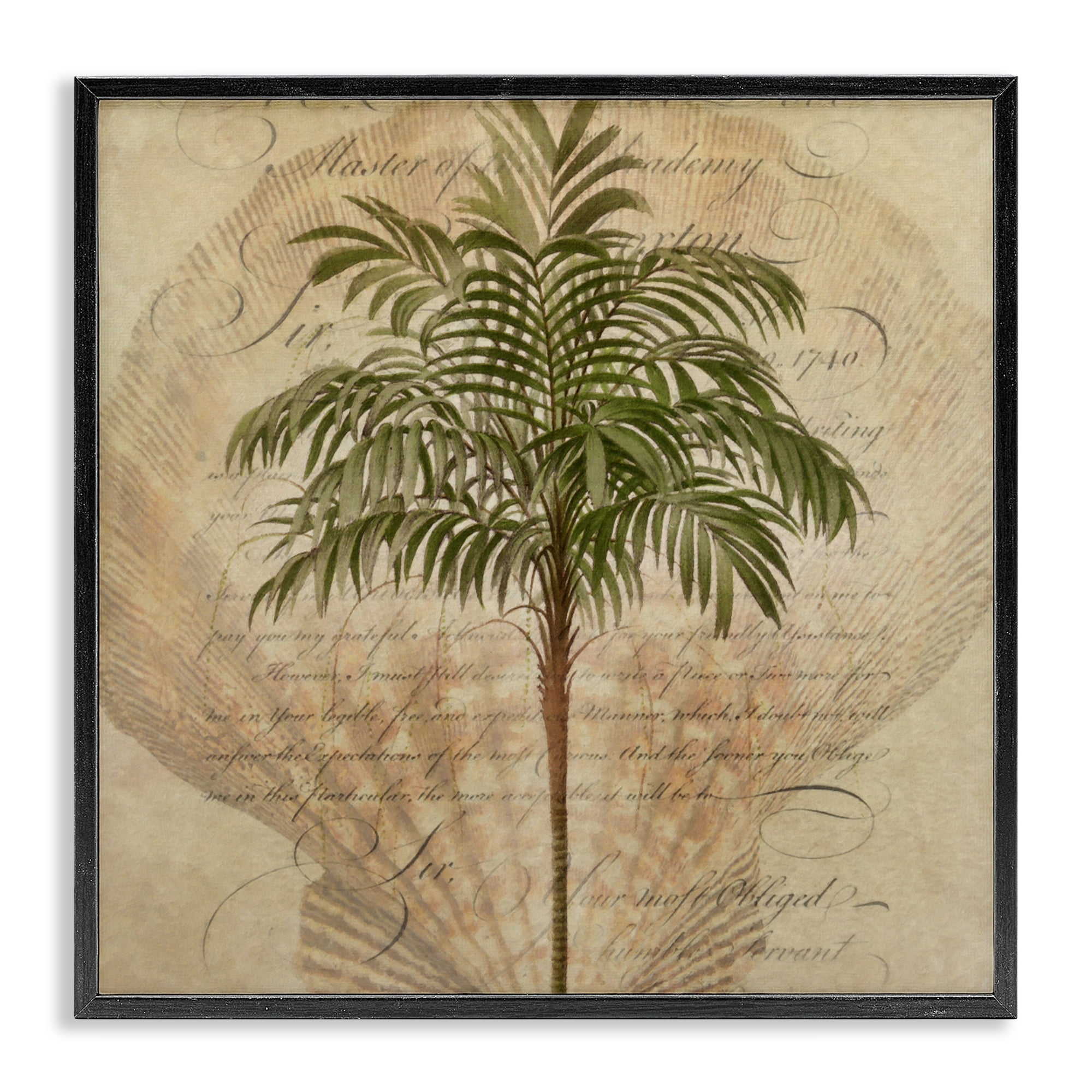 Stupell Industries Subdued Tropics Palm Black Framed Giclee Art, design by Steve Hunziker