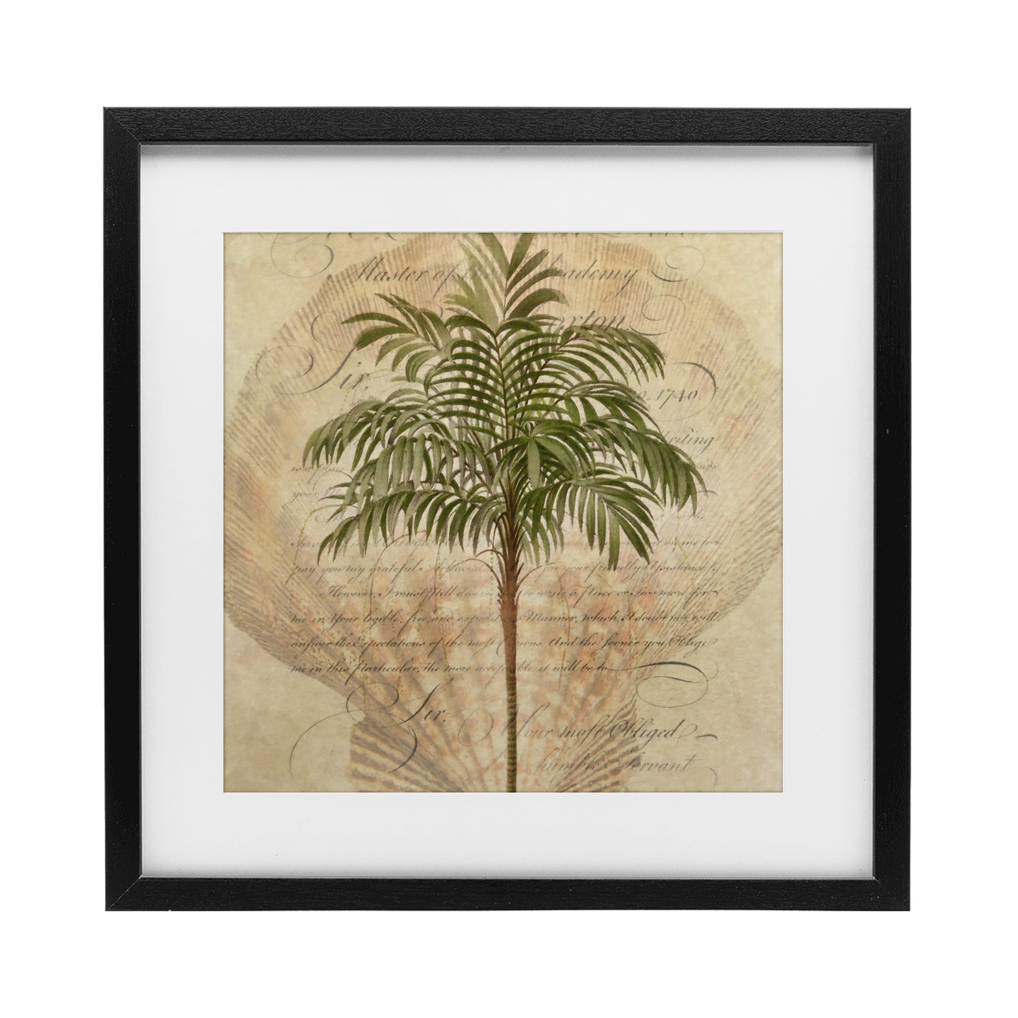 Stupell Industries Subdued Tropics Palm Black Framed Print Under Glass, design by Steve Hunziker