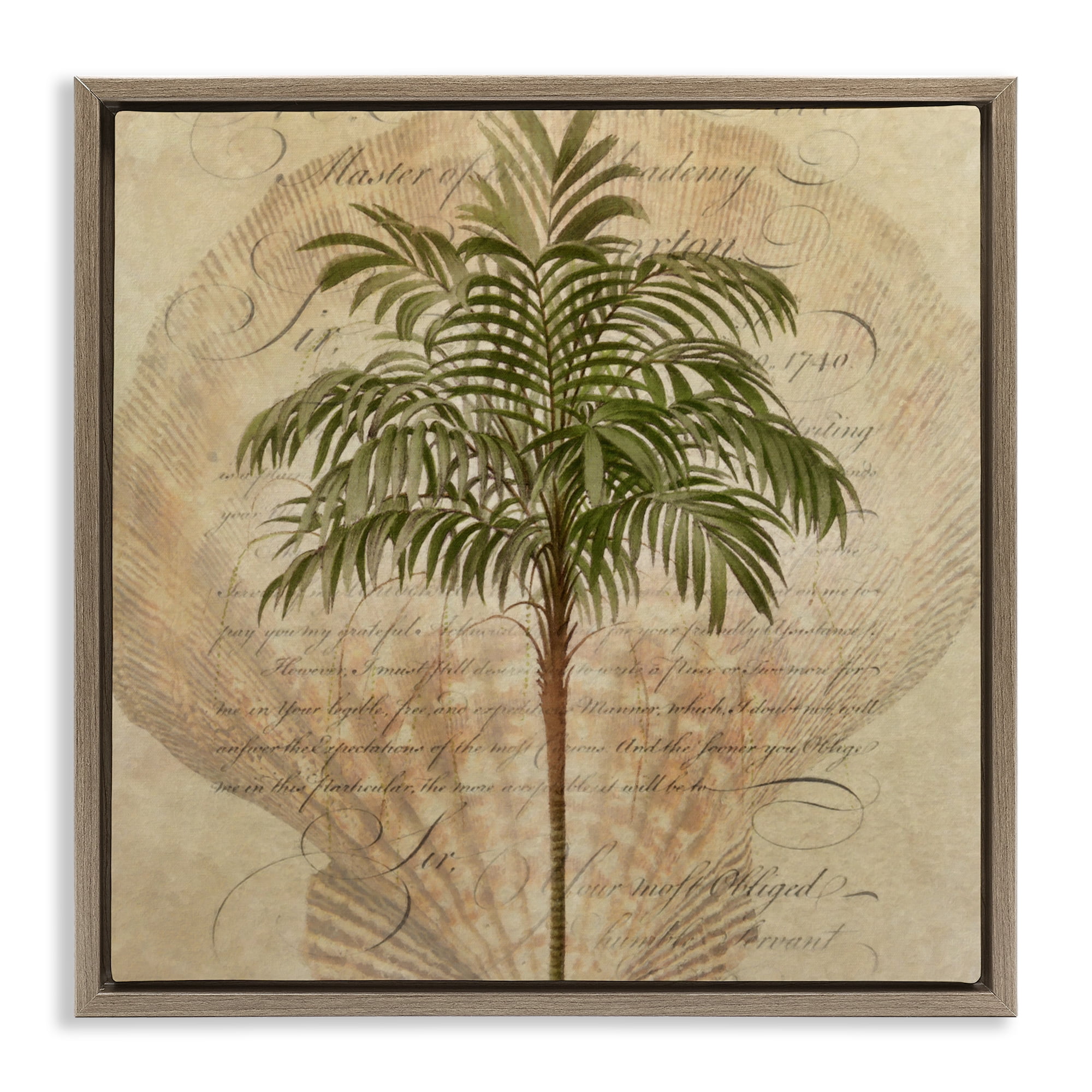 Stupell Industries Subdued Tropics Palm Brown Framed Floater Canvas Wall Art, design by Steve Hunziker