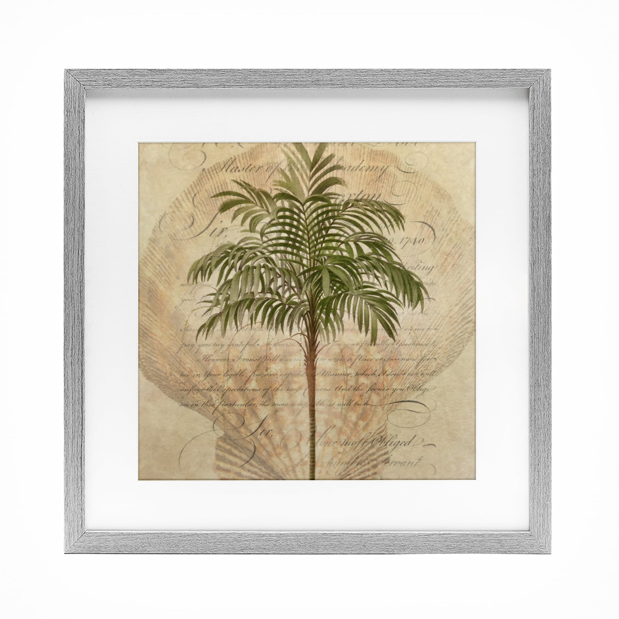Stupell Industries Subdued Tropics Palm Gray Framed Print Under Glass, design by Steve Hunziker