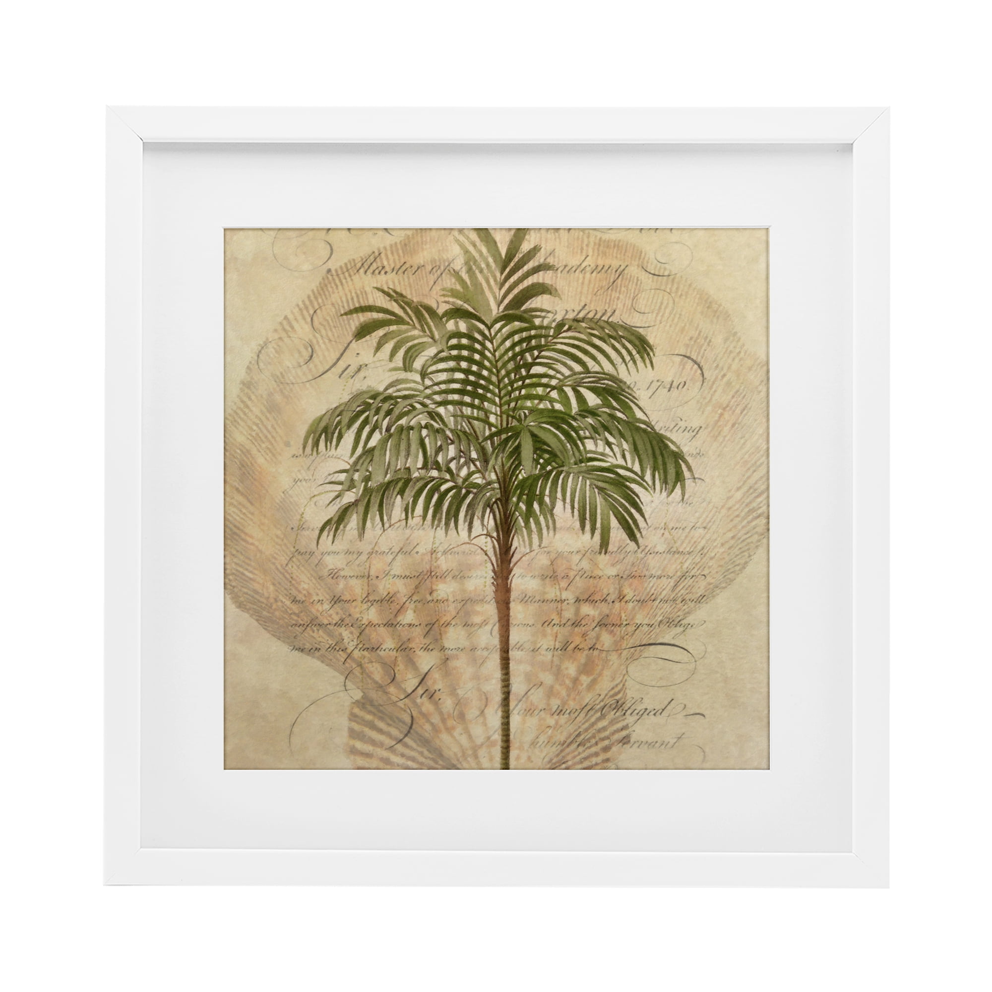 Stupell Industries Subdued Tropics Palm White Framed Print Under Glass, design by Steve Hunziker