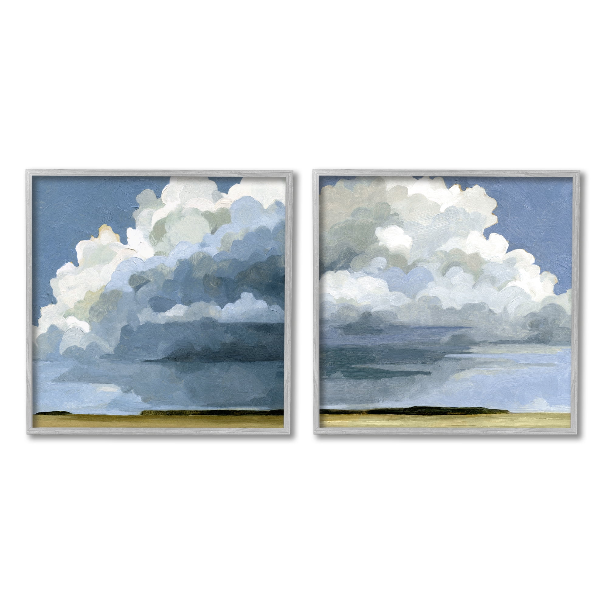 Gray Framed Cloudy Sky Landscape Canvas Print, 24 x 24