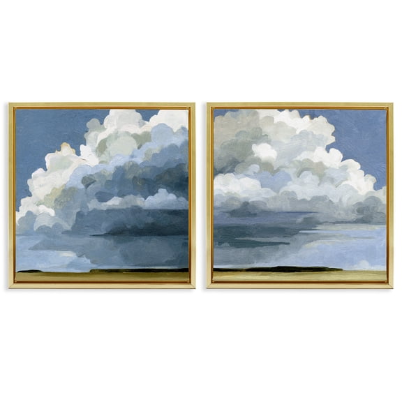 Stupell Industries Sublime Outdoor Weather Landscape Landscape Painting Gold Floater Framed Canvas Art Print Wall Art, 18 x 18, Set of 2