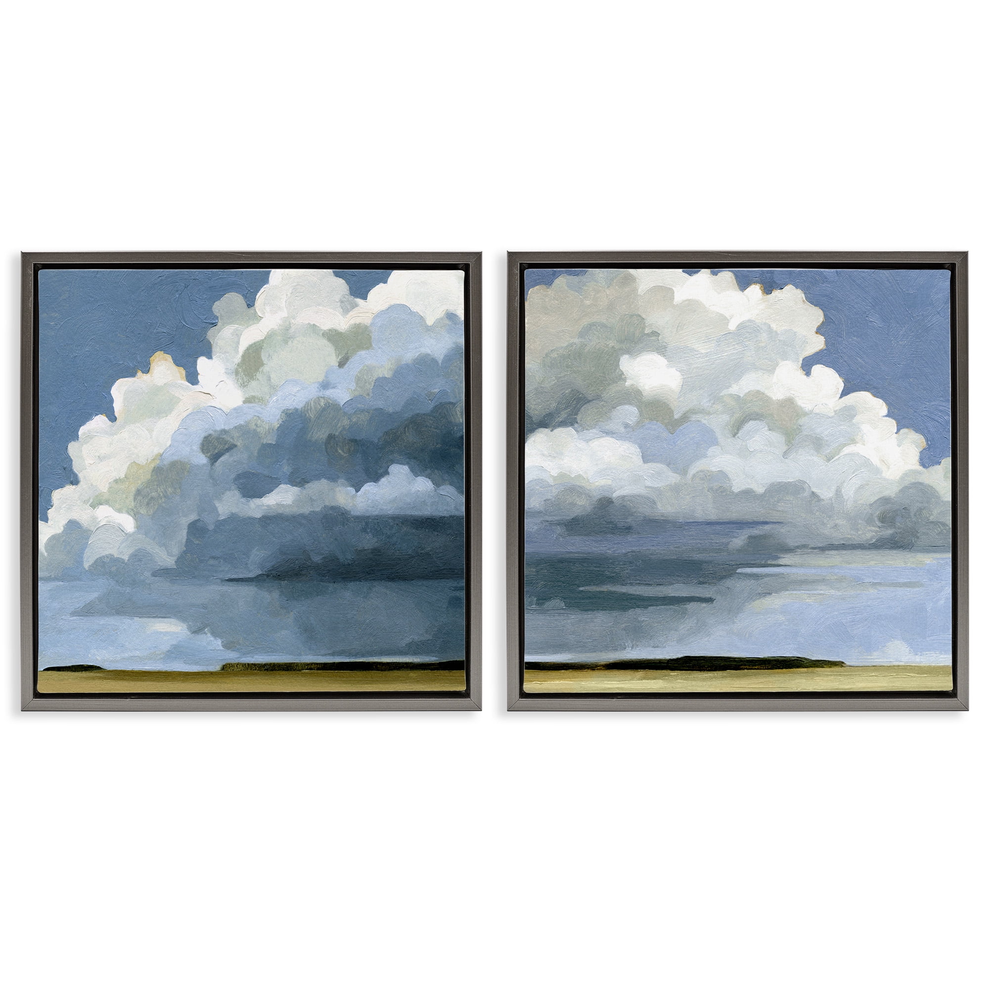 Gray Floater Framed Canvas Landscape Print Set, 25 x 25