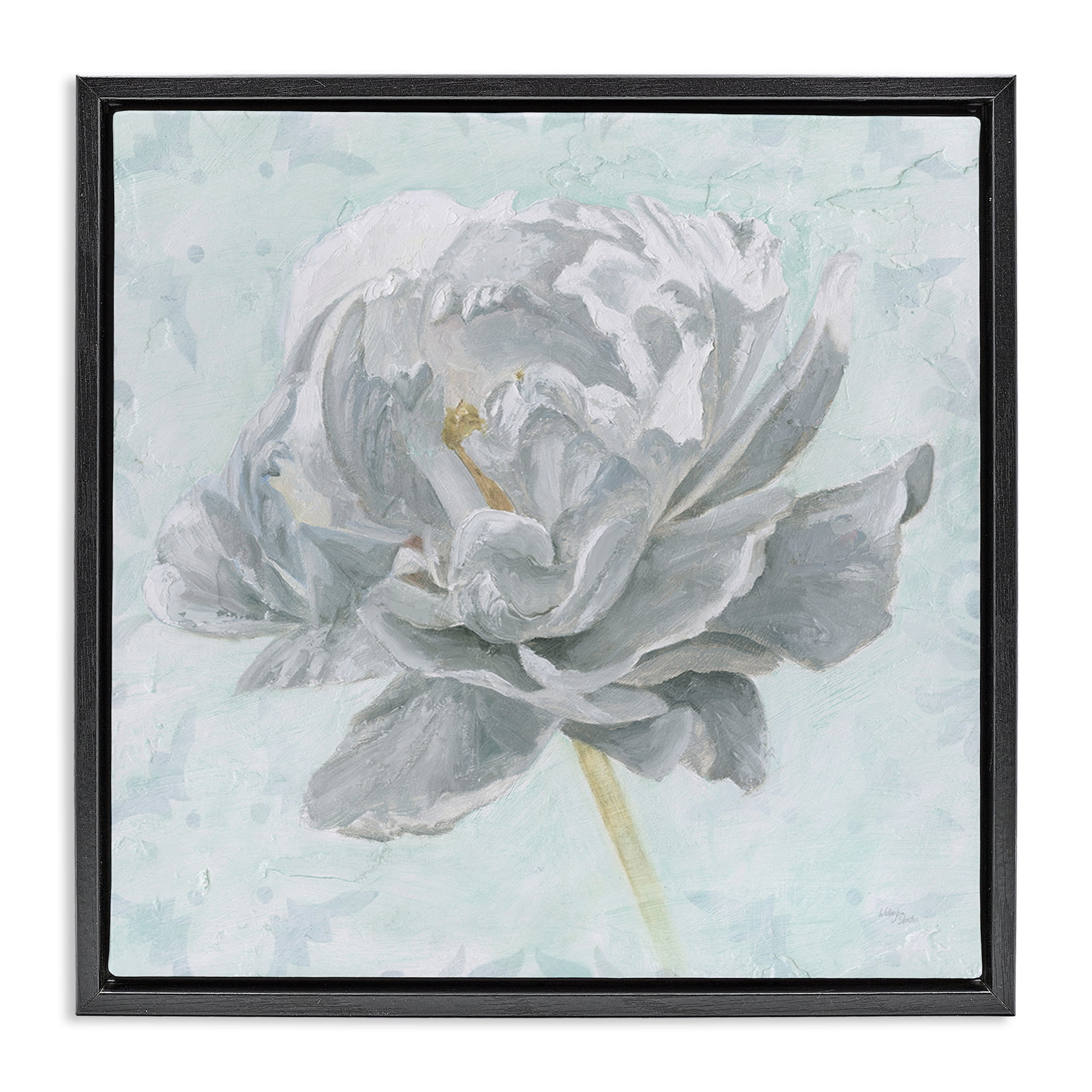 Stupell Industries Sublime Peony Bloom Botanical & Floral Painting Black Floater Framed Art Print Wall Art, 25 x 25