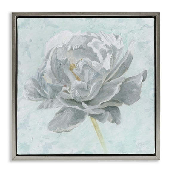 Stupell Industries Sublime Peony Bloom Botanical & Floral Painting Gray Floater Framed Art Print Wall Art, 25 x 25