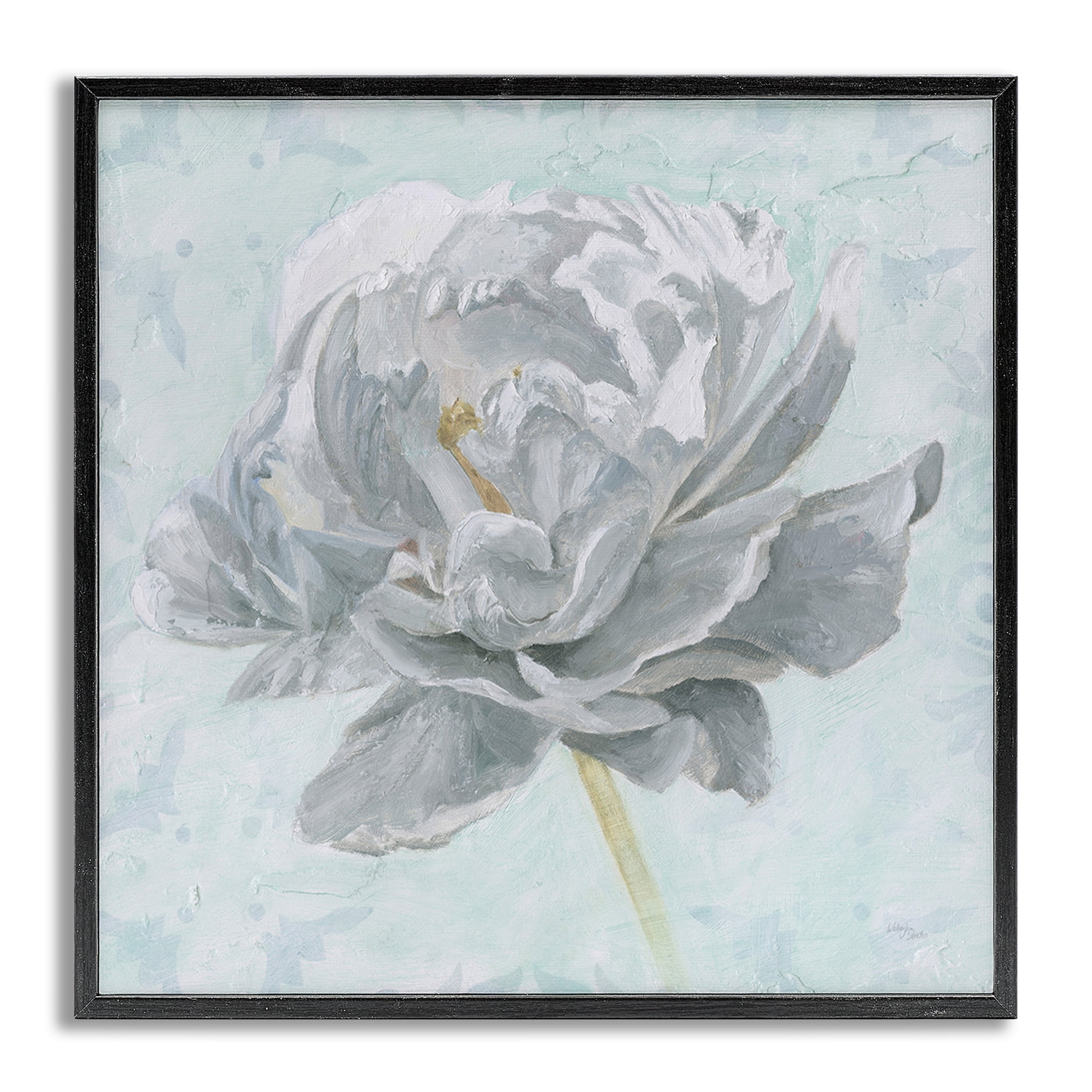 Stupell Industries Sublime Peony Bloom Botanical & Floral Painting Gray Framed Art Print Wall Art, 12 x 12