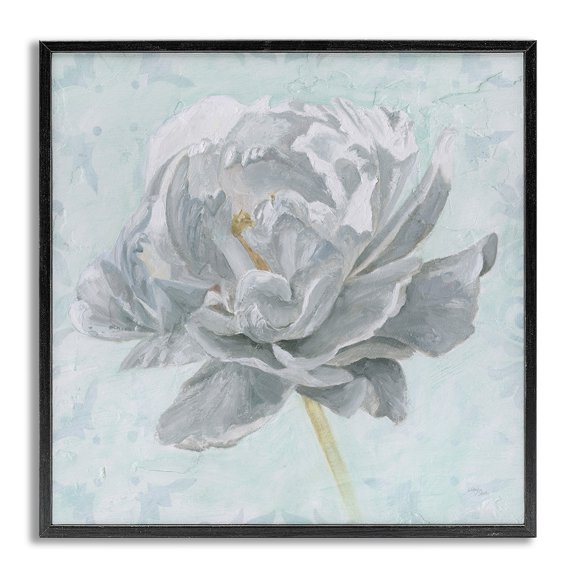 Stupell Industries Sublime Peony Bloom Botanical & Floral Painting Gray Framed Art Print Wall Art, 12 x 12