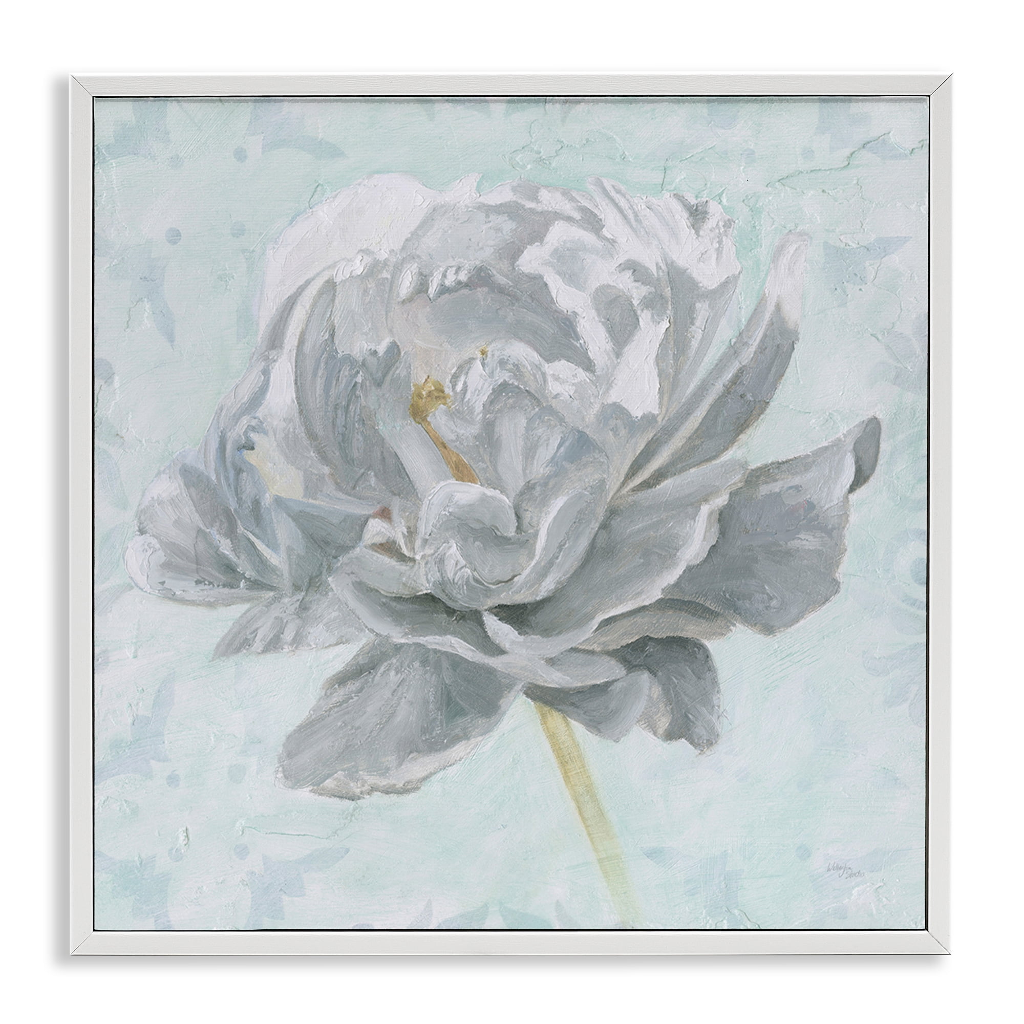 Stupell Industries Sublime Peony Bloom Botanical & Floral Painting White Framed Art Print Wall Art, 17 x 17