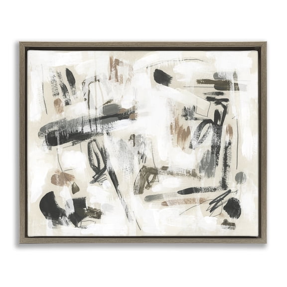 Stupell Industries Subtle Abstract Brush Strokes Abstract Painting Brown Floater Framed Canvas Art Print Wall Art, 21 x 17