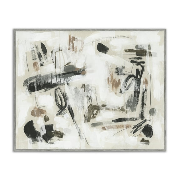 Stupell Industries Subtle Abstract Brush Strokes Abstract Painting Gray Framed Art Print Wall Art, 30 x 24