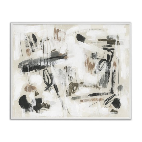 Stupell Industries Subtle Abstract Brush Strokes Abstract Painting White Framed Art Print Wall Art, 14 x 11