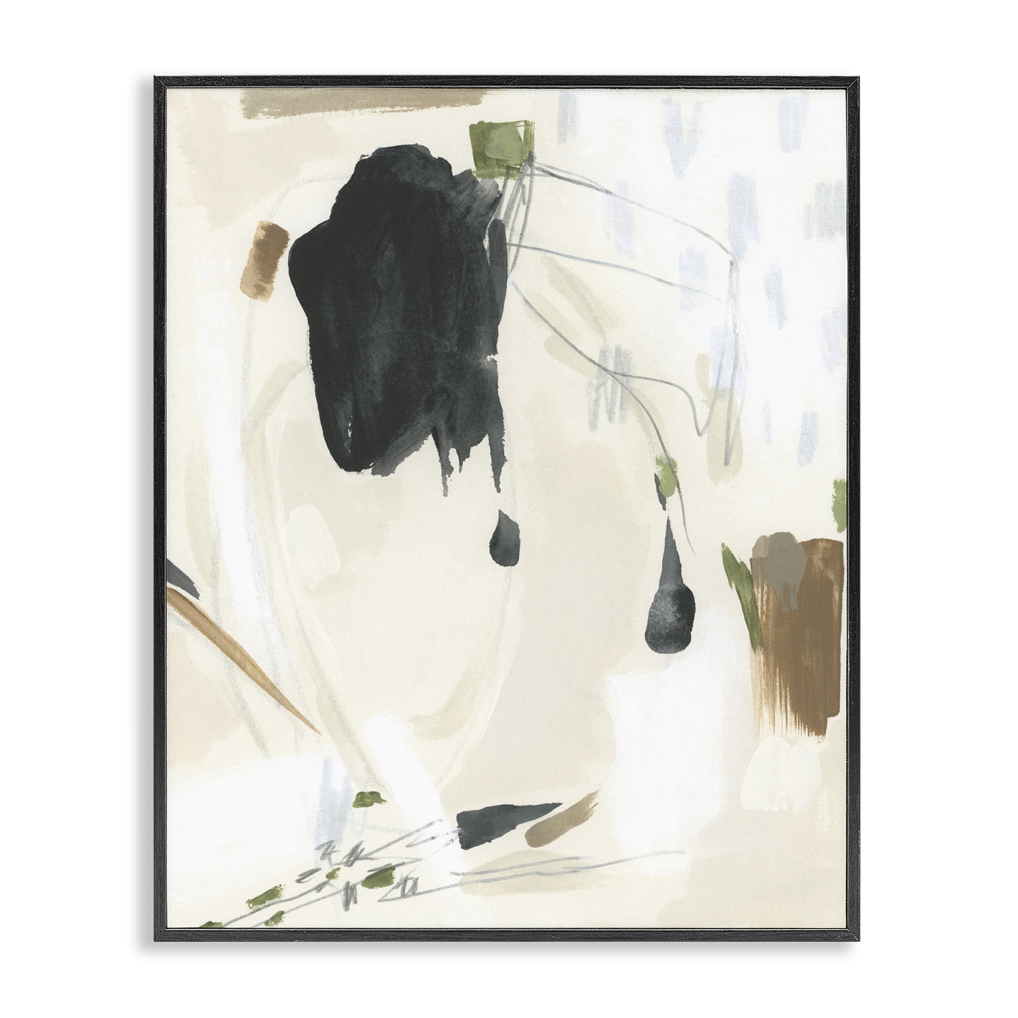 Stupell Industries Subtle Abstract Painting Abstract Painting Black Framed Art Print Wall Art, 16 x 20