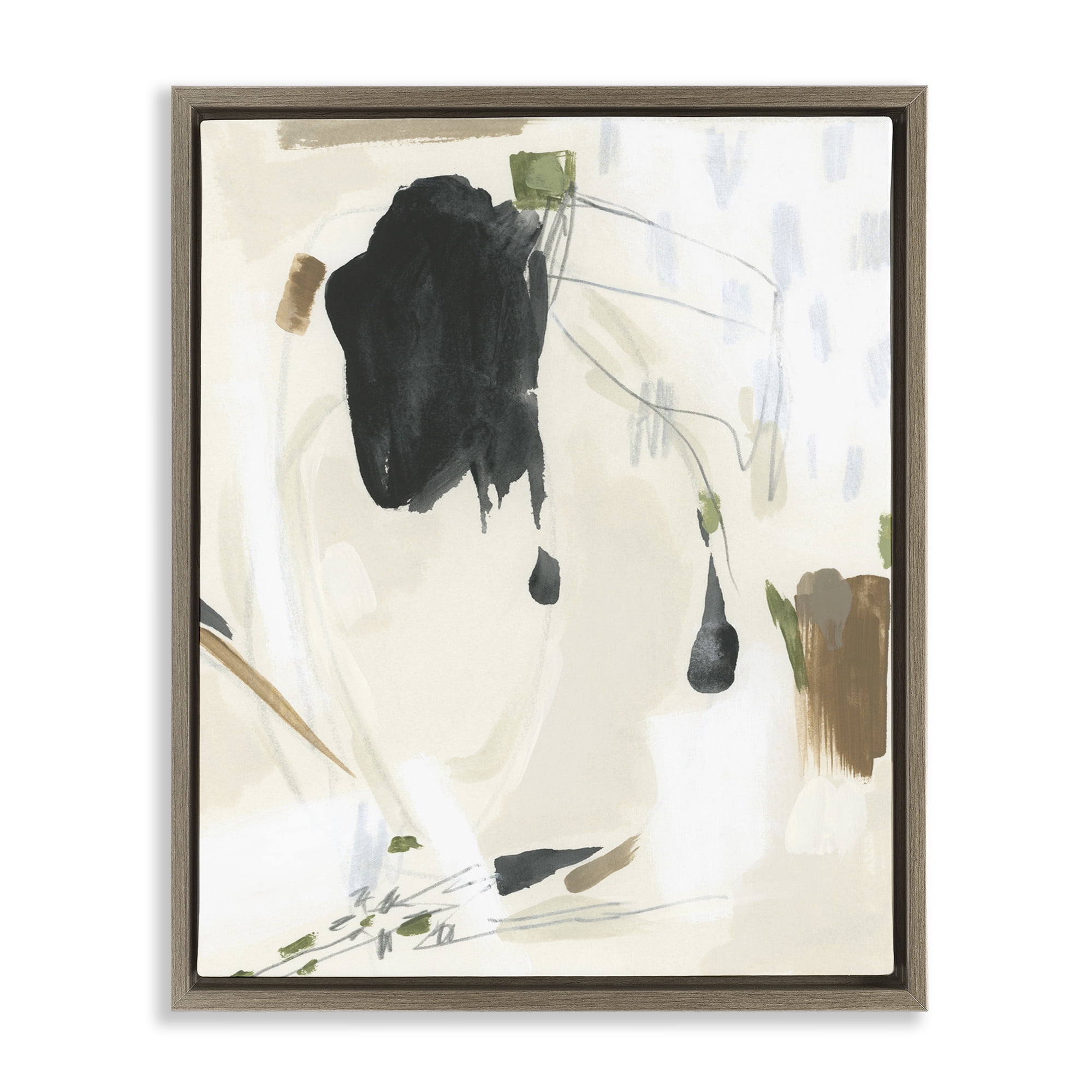 Stupell Industries Subtle Abstract Painting Abstract Painting Brown Floater Framed Canvas Art Print Wall Art, 17 x 21