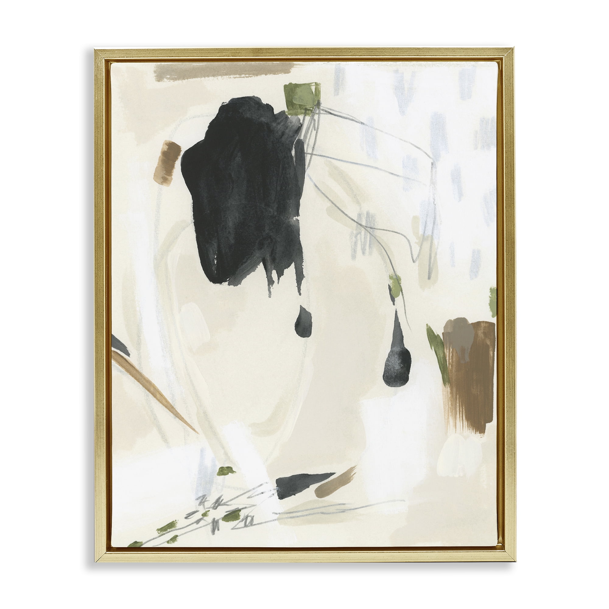 Stupell Industries Subtle Abstract Painting Abstract Painting Gold Floater Framed Canvas Art Print Wall Art, 17 x 21