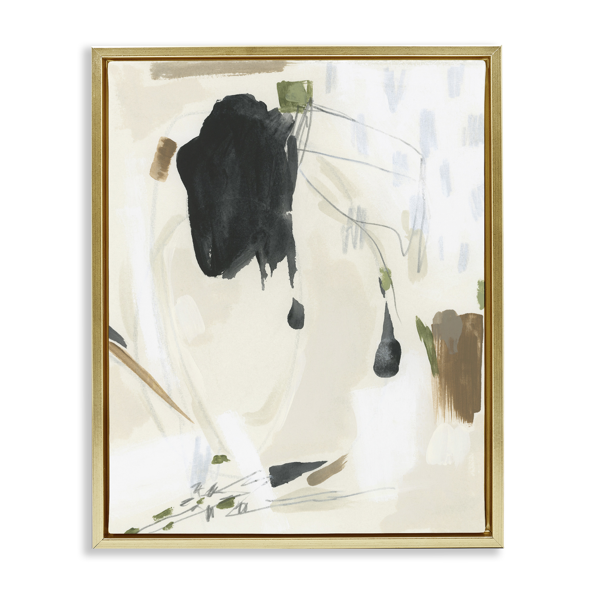 Stupell Industries Subtle Abstract Painting Abstract Painting Gold Floater Framed Canvas Art Print Wall Art, 25 x 31