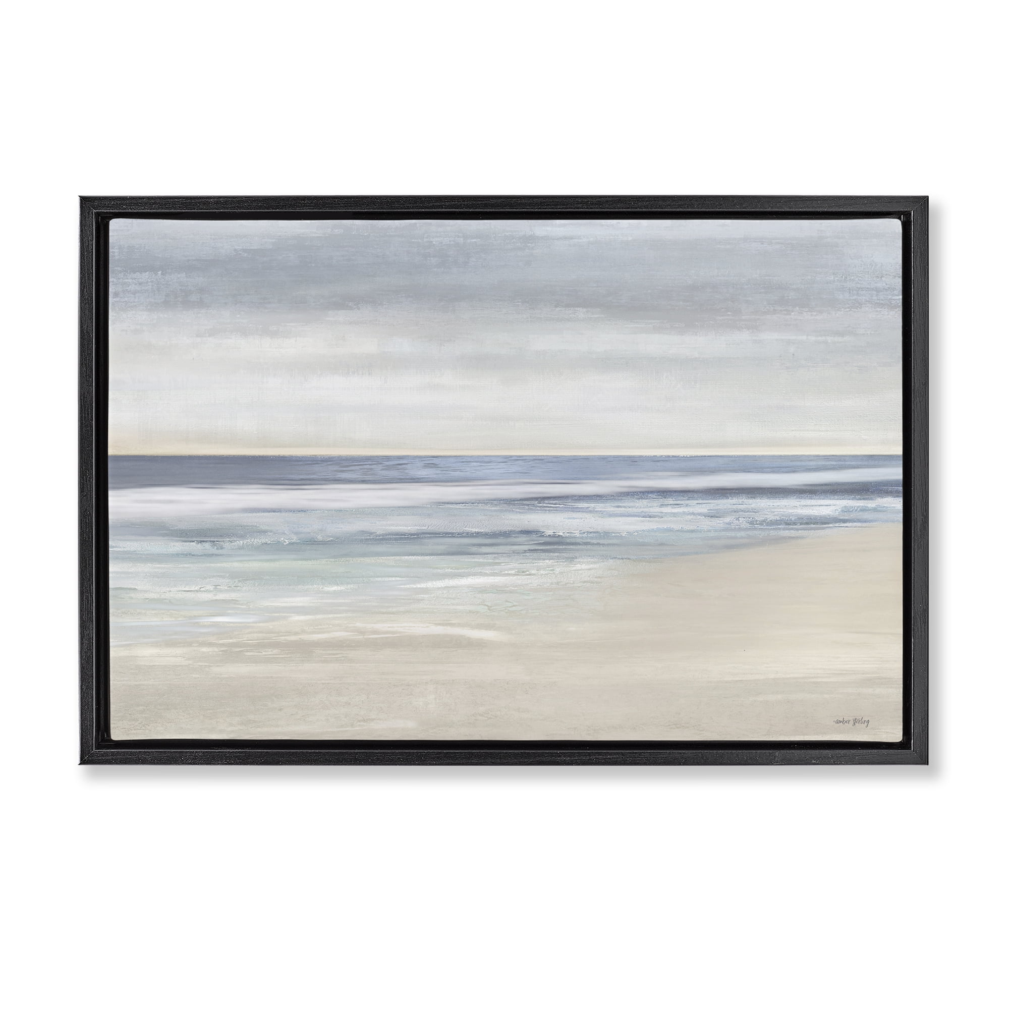 Stupell Industries Subtle Beach Ombre Landscape & Nature Painting Black Floater Framed Canvas Art Print Wall Art, 25 x 17