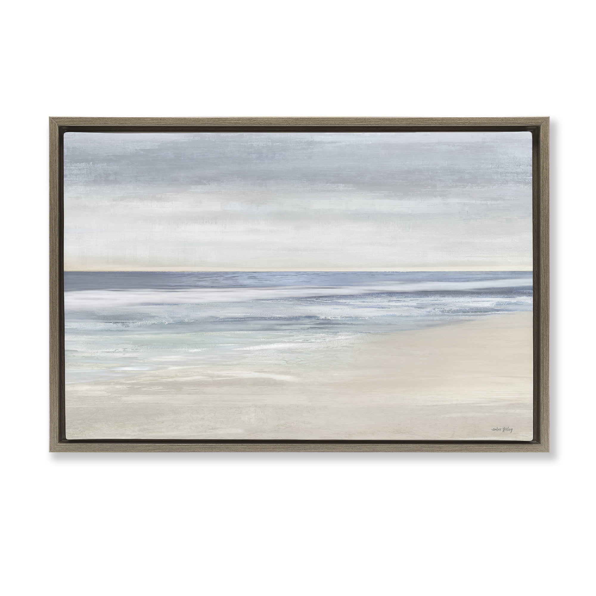 Stupell Industries Subtle Beach Ombre Landscape & Nature Painting Brown Floater Framed Canvas Art Print Wall Art, 31 x 21