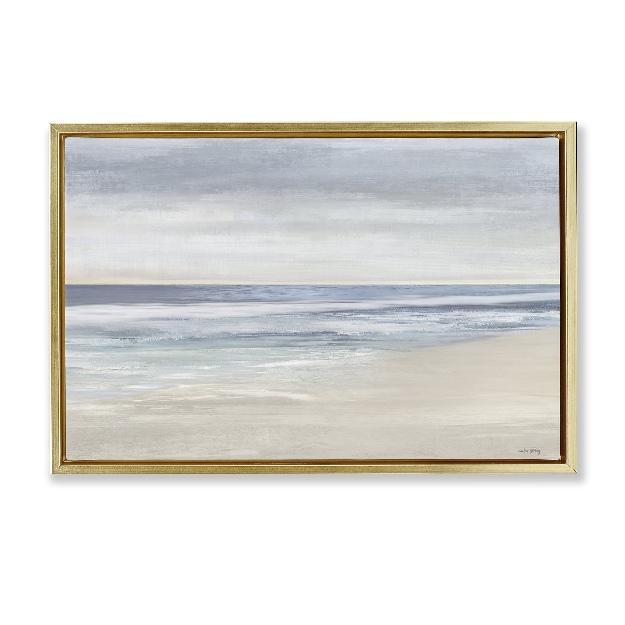 Stupell Industries Subtle Beach Ombre Landscape & Nature Painting Gold Floater Framed Canvas Art Print Wall Art, 25 x 17