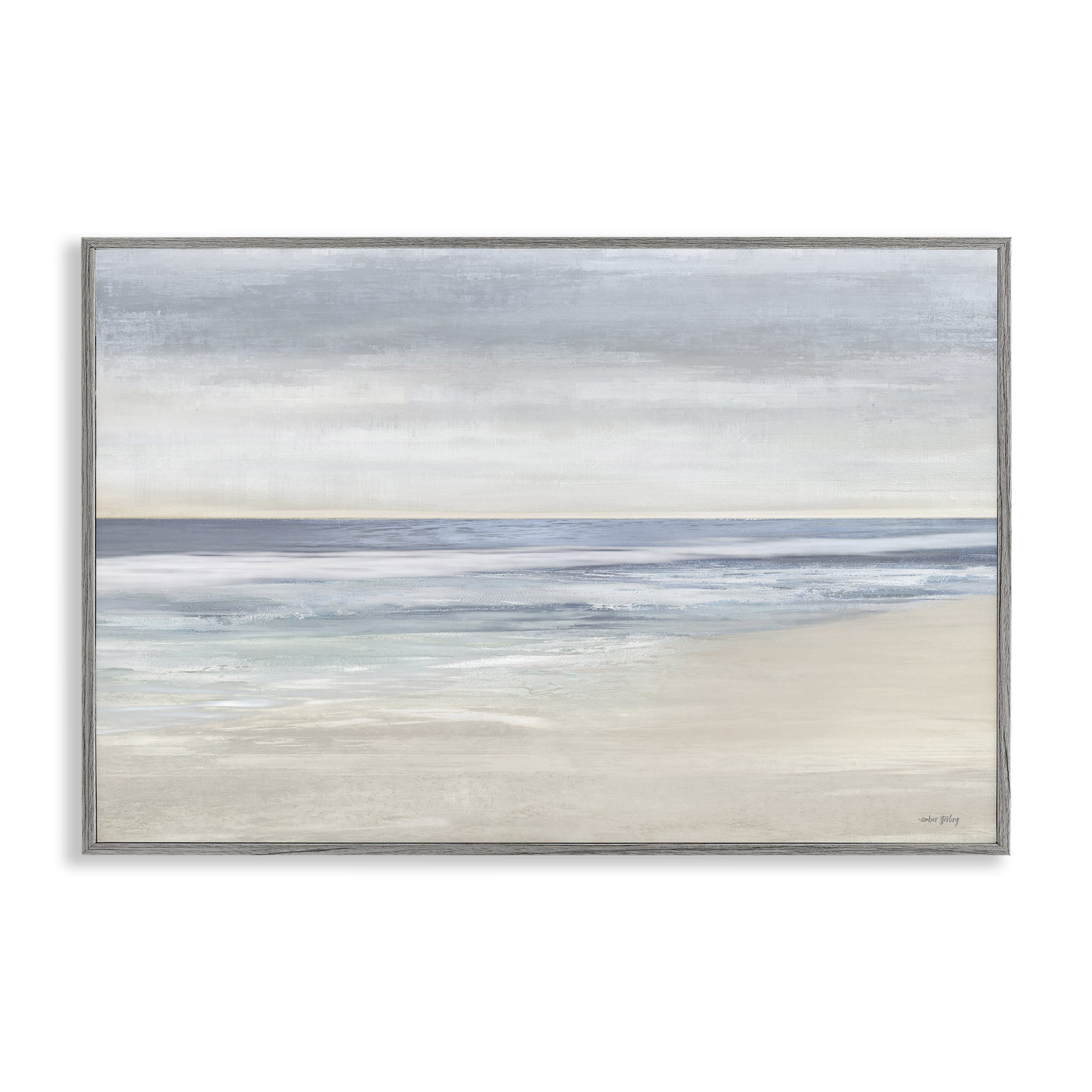 Stupell Industries Subtle Beach Ombre Landscape & Nature Painting Gray Framed Art Print Wall Art, 18 x 12
