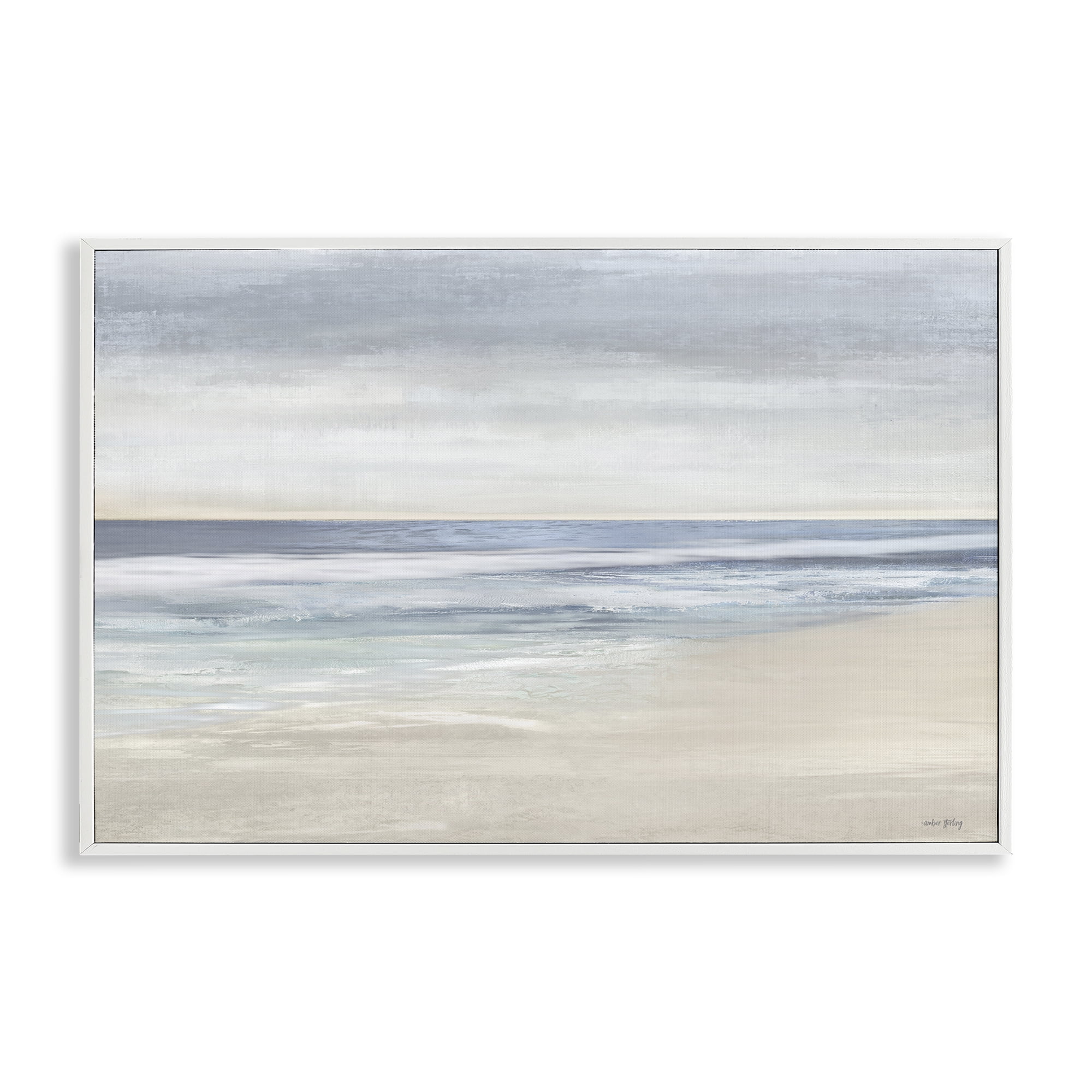 Stupell Industries Subtle Beach Ombre Landscape & Nature Painting White Framed Art Print Wall Art, 30 x 20