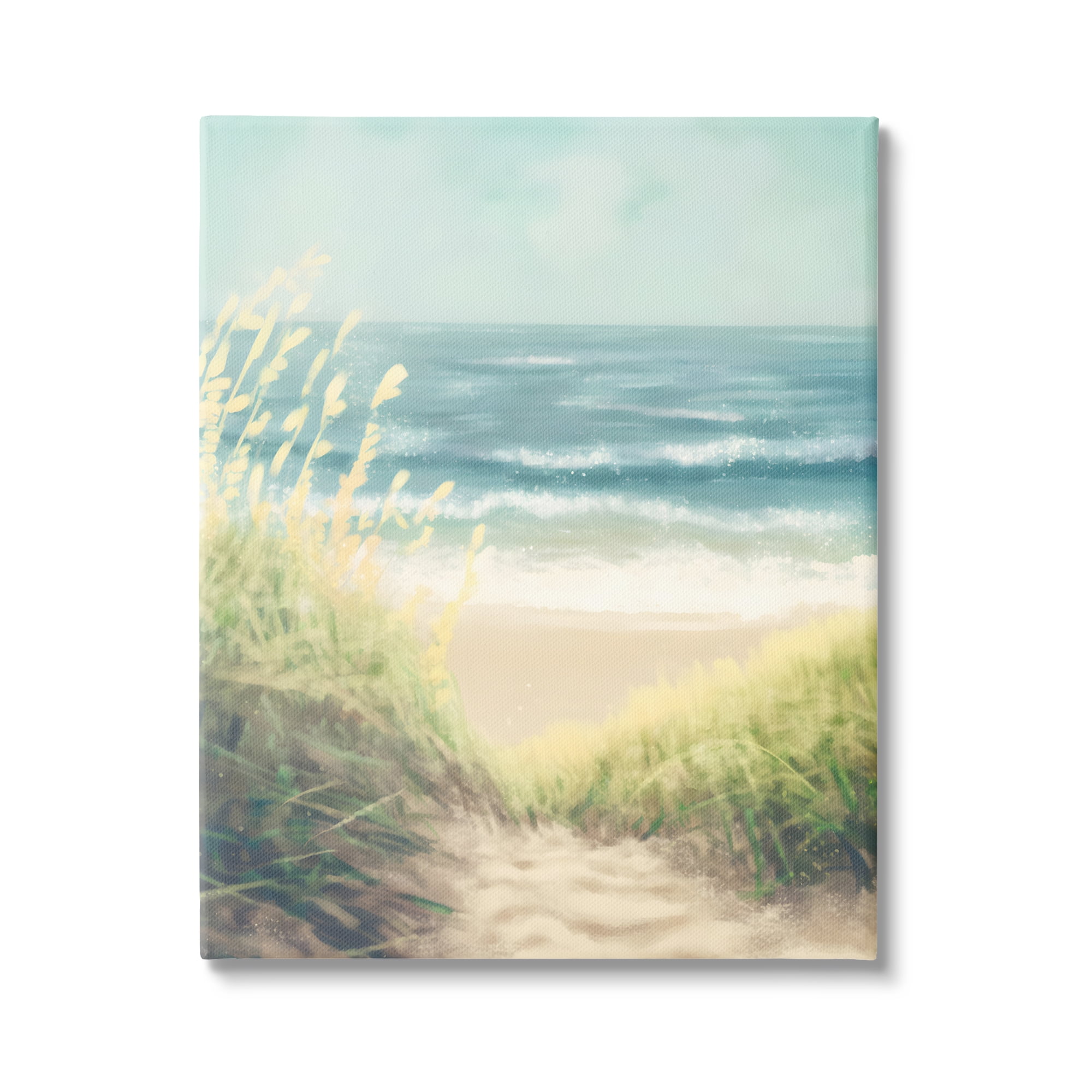 Stupell Industries Subtle Beach Reeds Landscape Painting Gallery Wrapped Canvas Art Print Wall Art, 30 x 40
