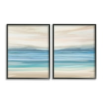 Stupell Industries Subtle Beach Seascape Landscape Painting Black Framed Art Print Wall Art, 11 x 14, Set of 2