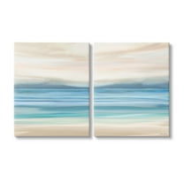 Stupell Industries Subtle Beach Seascape Landscape Painting Gallery Wrapped Canvas Art Print Wall Art, 16 x 20, Set of 2