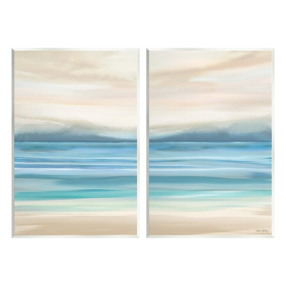 Stupell Industries Subtle Beach Seascape Landscape Painting Unframed Art Print Wall Art, 10 x 15, Set of 2