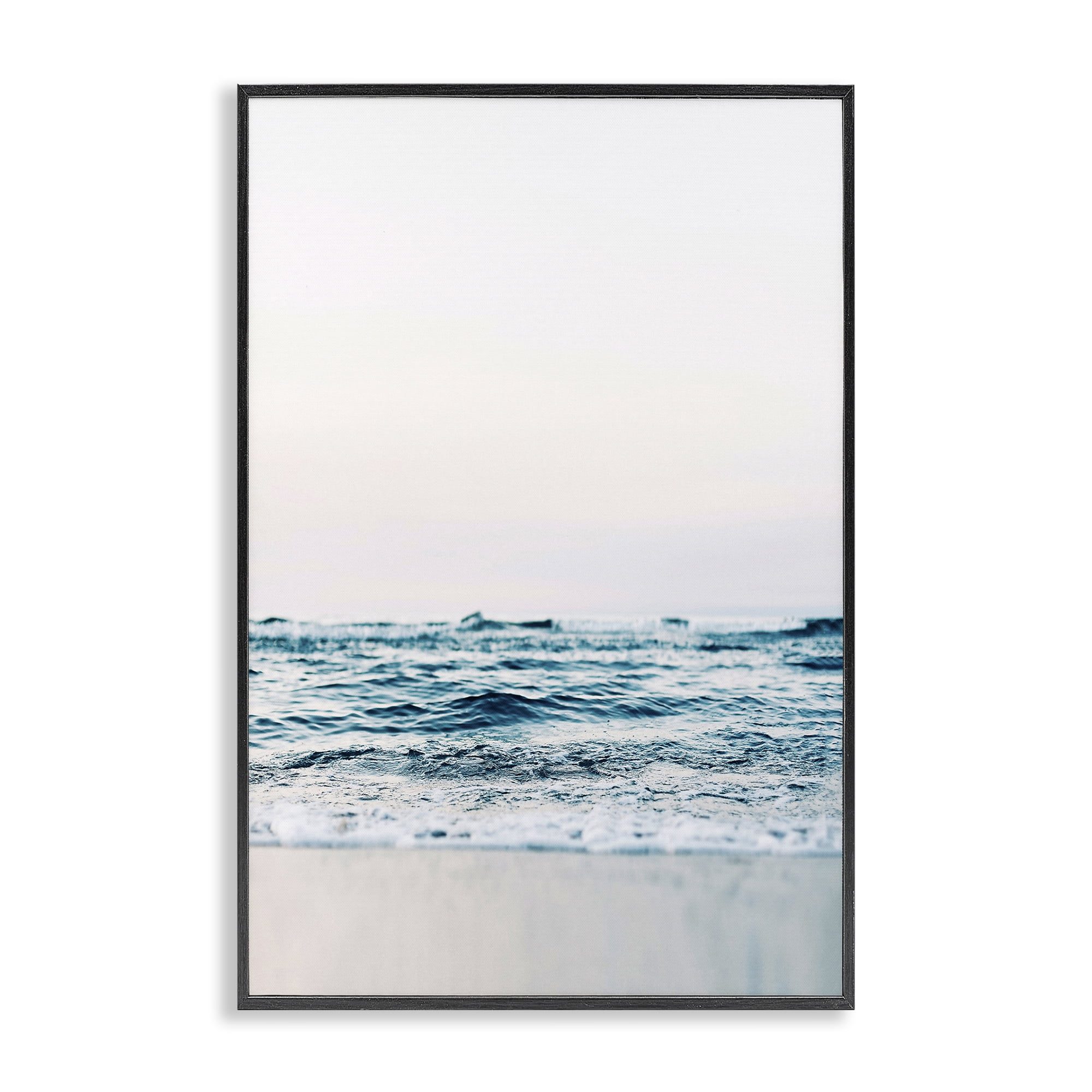 Stupell Industries Subtle Beach Waves Coastal Photography Black Framed Art Print Wall Art, 20 x 30