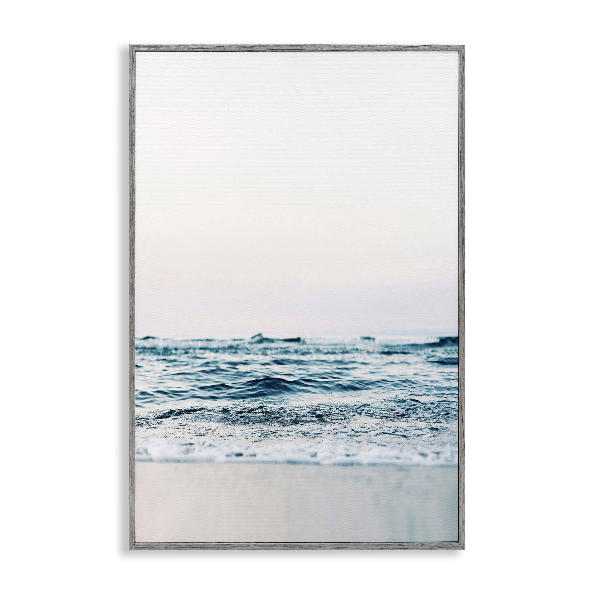 Stupell Industries Subtle Beach Waves Coastal Photography Gray Framed Art Print Wall Art, 12 x 18