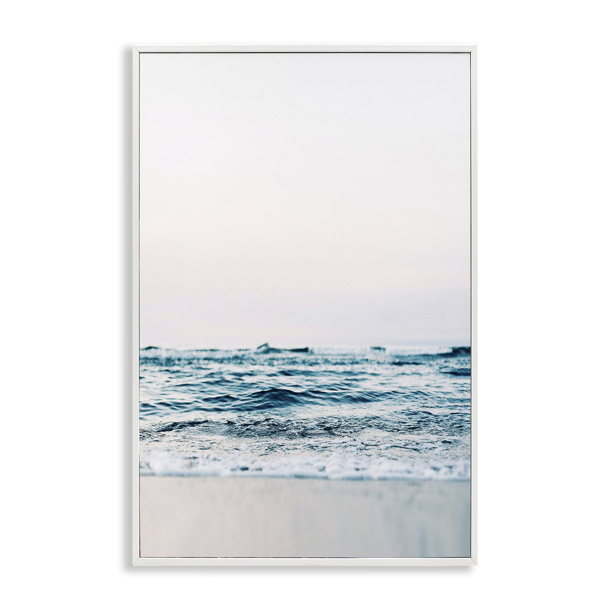 Stupell Industries Subtle Beach Waves Coastal Photography White Framed Art Print Wall Art, 16 x 24