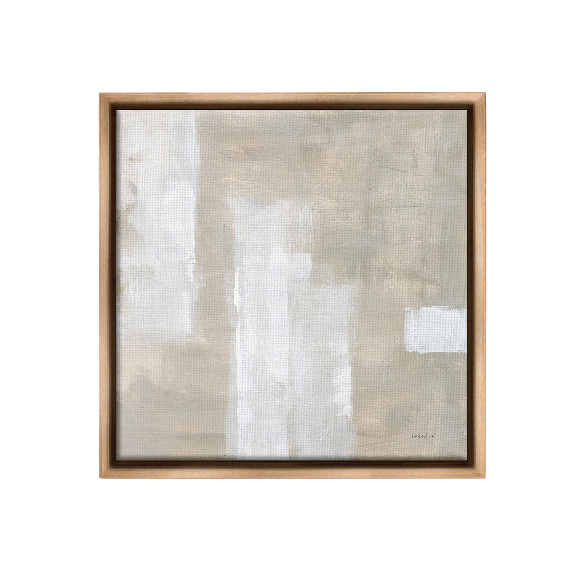Stupell Industries Subtle Beige Abstract Abstract Painting Brown Floater Framed Canvas Art Print Wall Art, 18 x 18