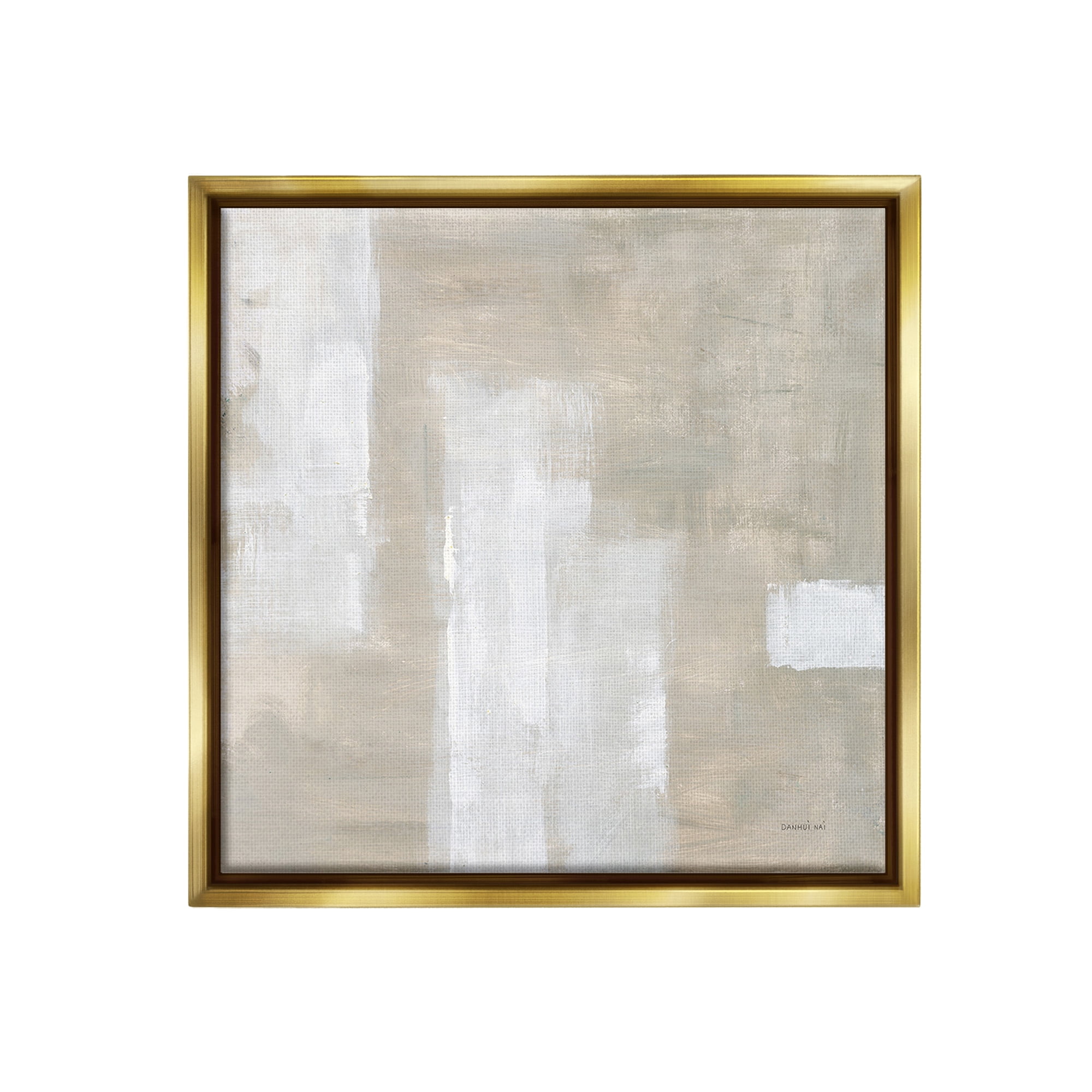 Stupell Industries Subtle Beige Abstract Abstract Painting Gold Floater Framed Canvas Art Print Wall Art, 18 x 18