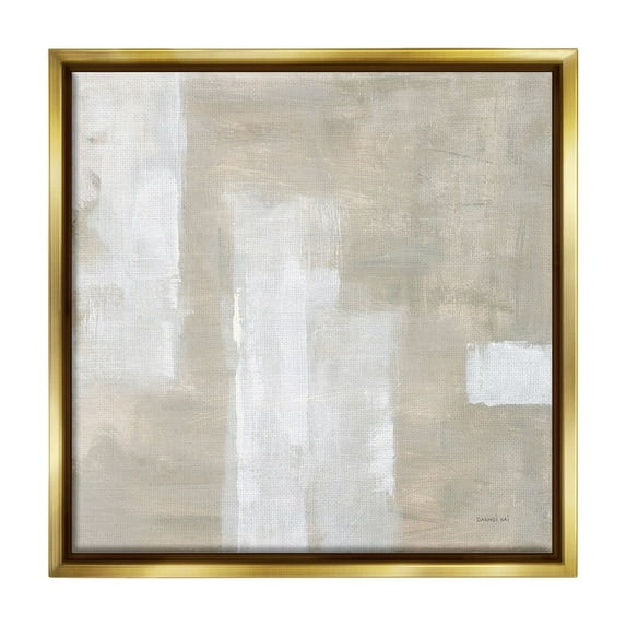 Stupell Industries Subtle Beige Abstract Abstract Painting Gold Floater Framed Canvas Art Print Wall Art, 25 x 25