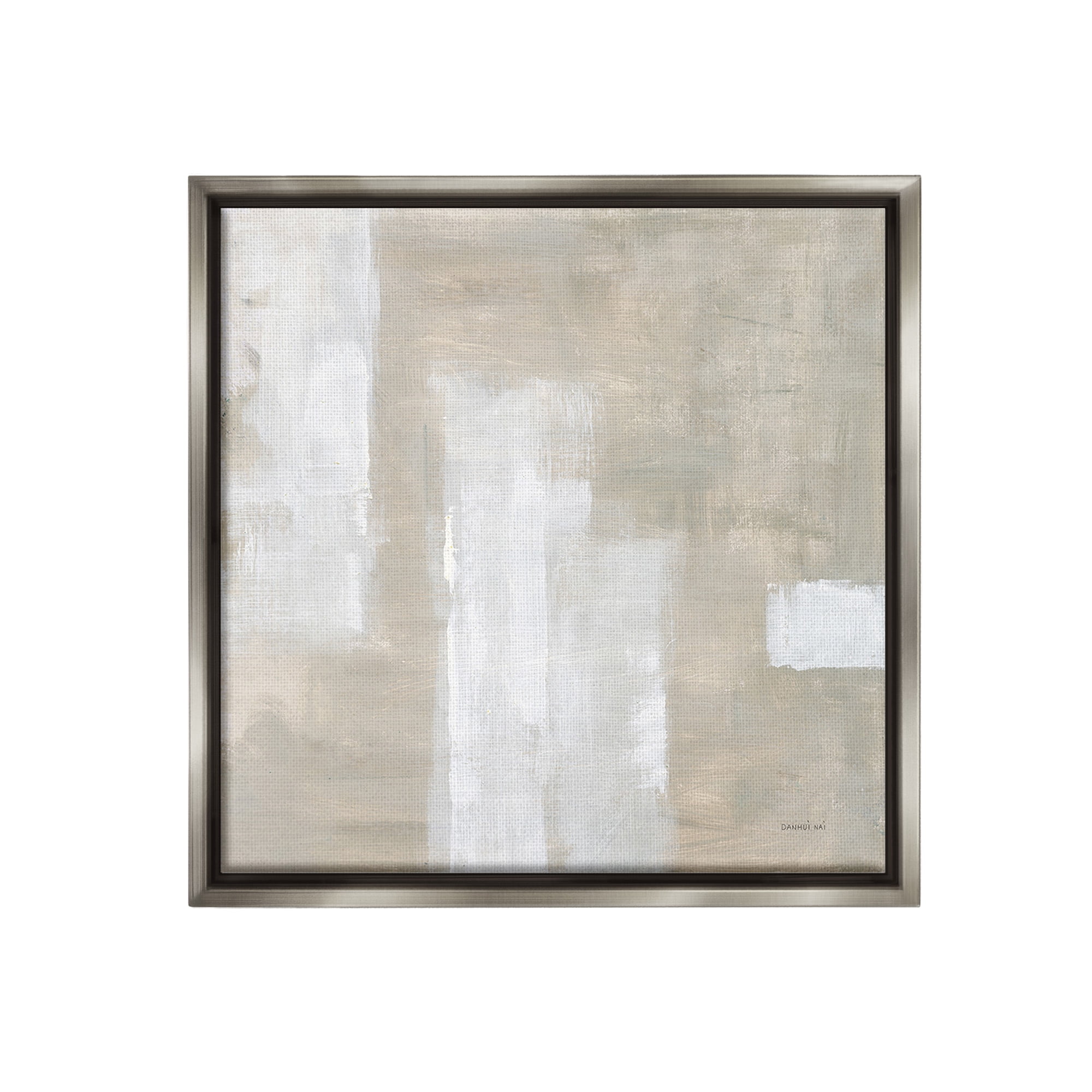 Stupell Industries Subtle Beige Abstract Abstract Painting Gray Floater Framed Canvas Art Print Wall Art, 18 x 18