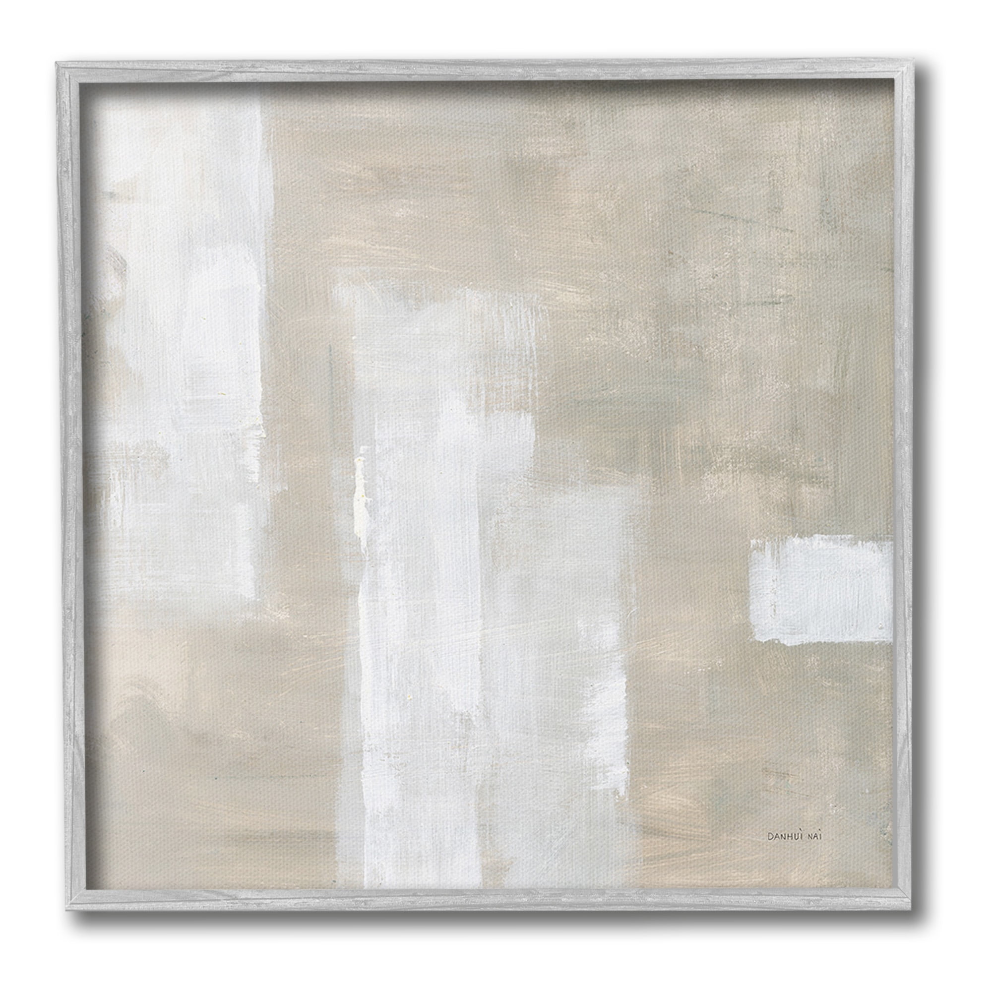 Stupell Industries Subtle Beige Abstract Abstract Painting Gray Framed Art Print Wall Art, 24 x 24