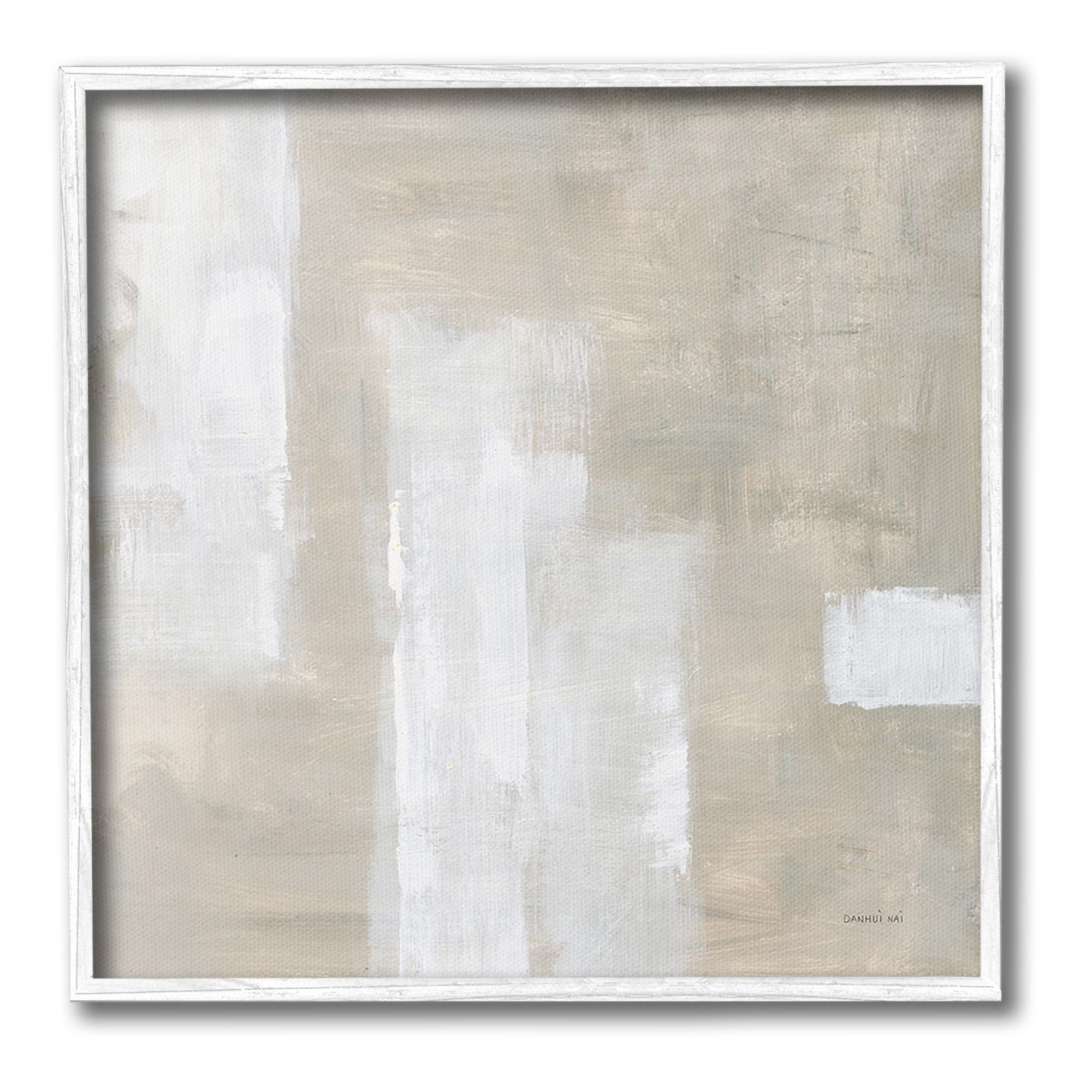 Stupell Industries Subtle Beige Abstract Abstract Painting White Framed Art Print Wall Art, 12 x 12