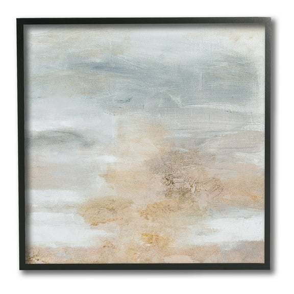 Stupell Industries Subtle Beige Abstraction Abstract Painting Black Framed Art Print Wall Art, 12 x 12