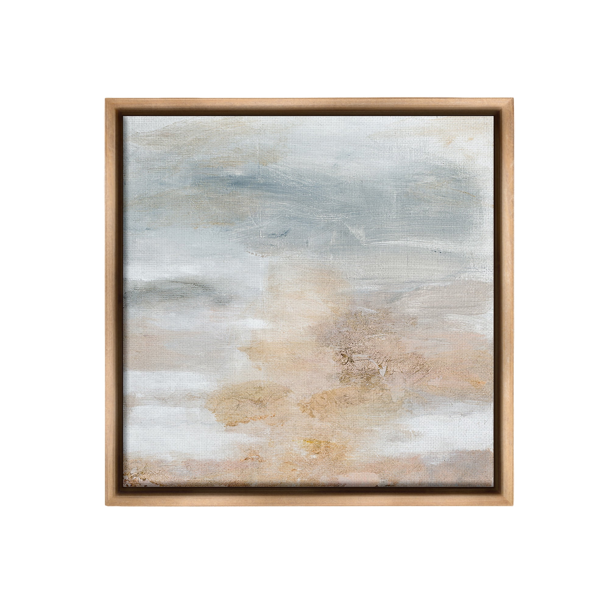 Stupell Industries Subtle Beige Abstraction Abstract Painting Brown Floater Framed Canvas Art Print Wall Art, 25 x 25