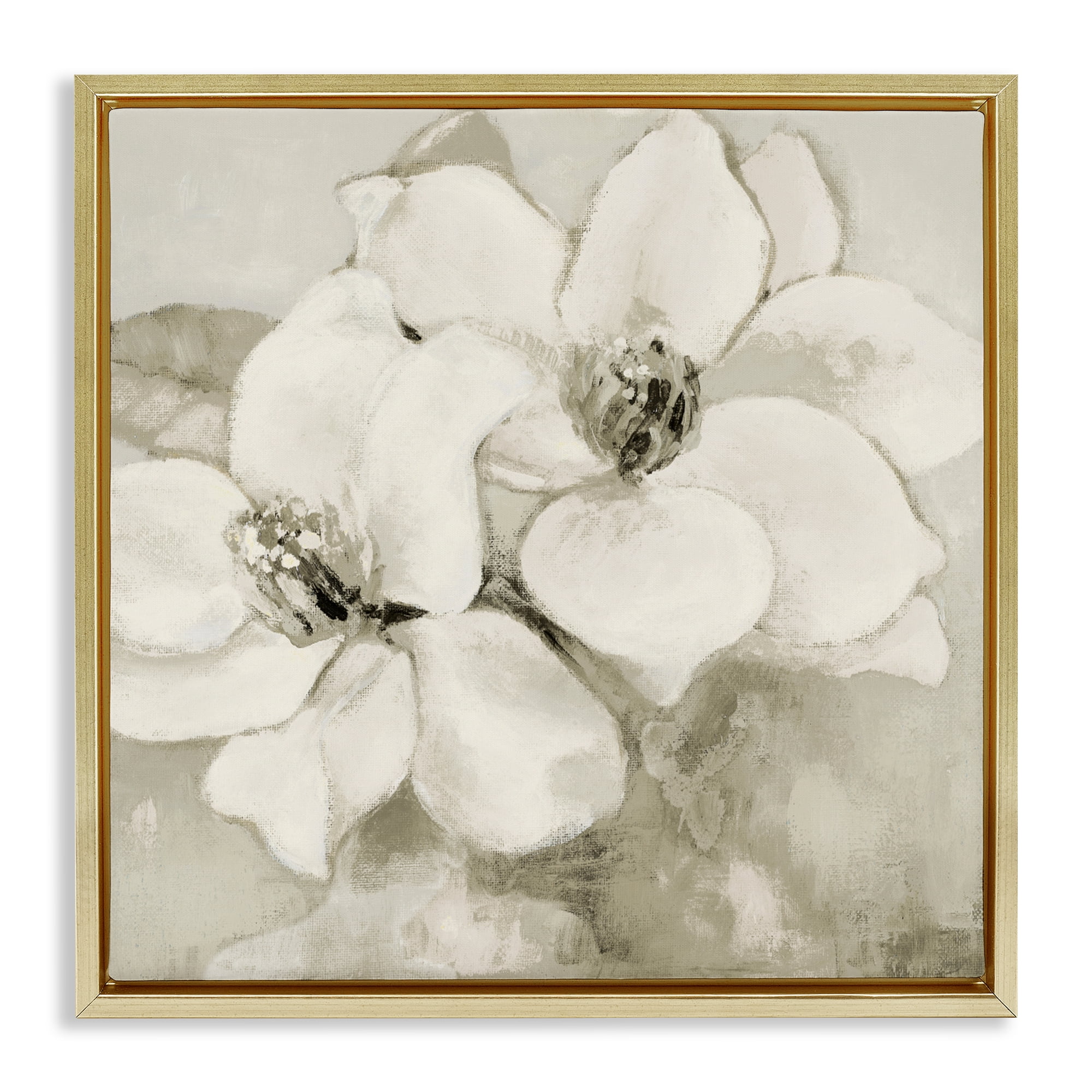 Stupell Industries Subtle Beige Magnolias Gold Framed Floater Canvas Wall Art, design by Lanie Loreth