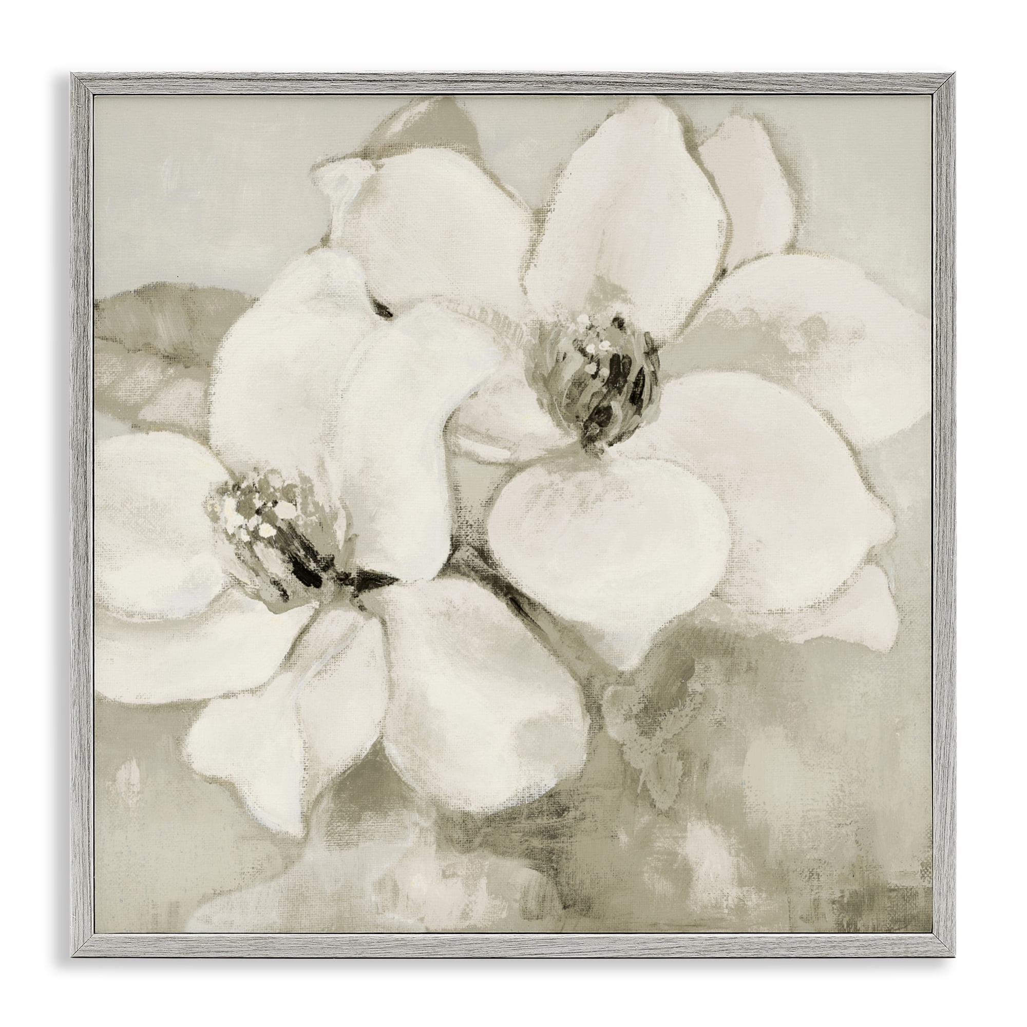 Stupell Industries Subtle Beige Magnolias Gray Framed Giclee Art, design by Lanie Loreth
