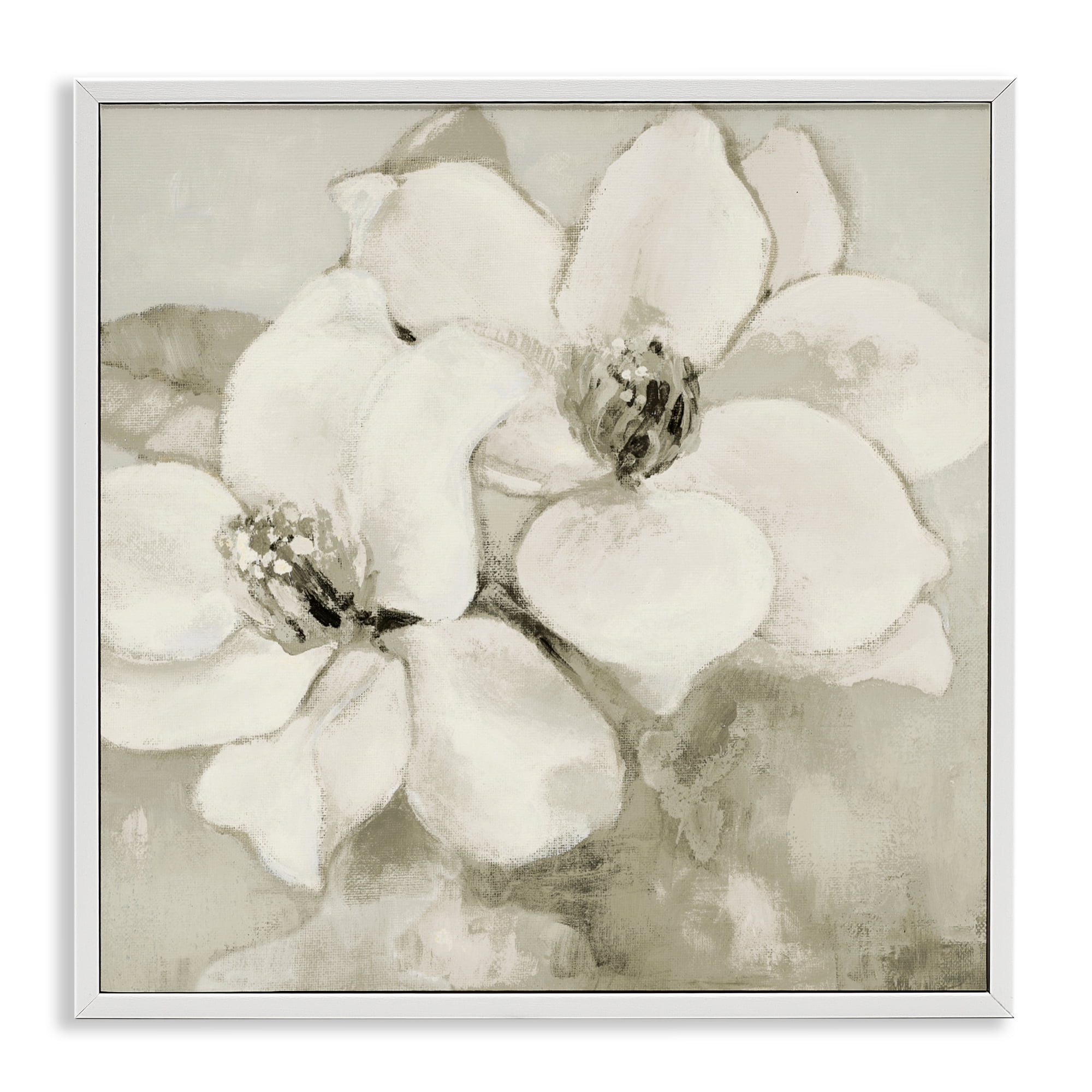 Stupell Industries Subtle Beige Magnolias White Framed Giclee Art, design by Lanie Loreth