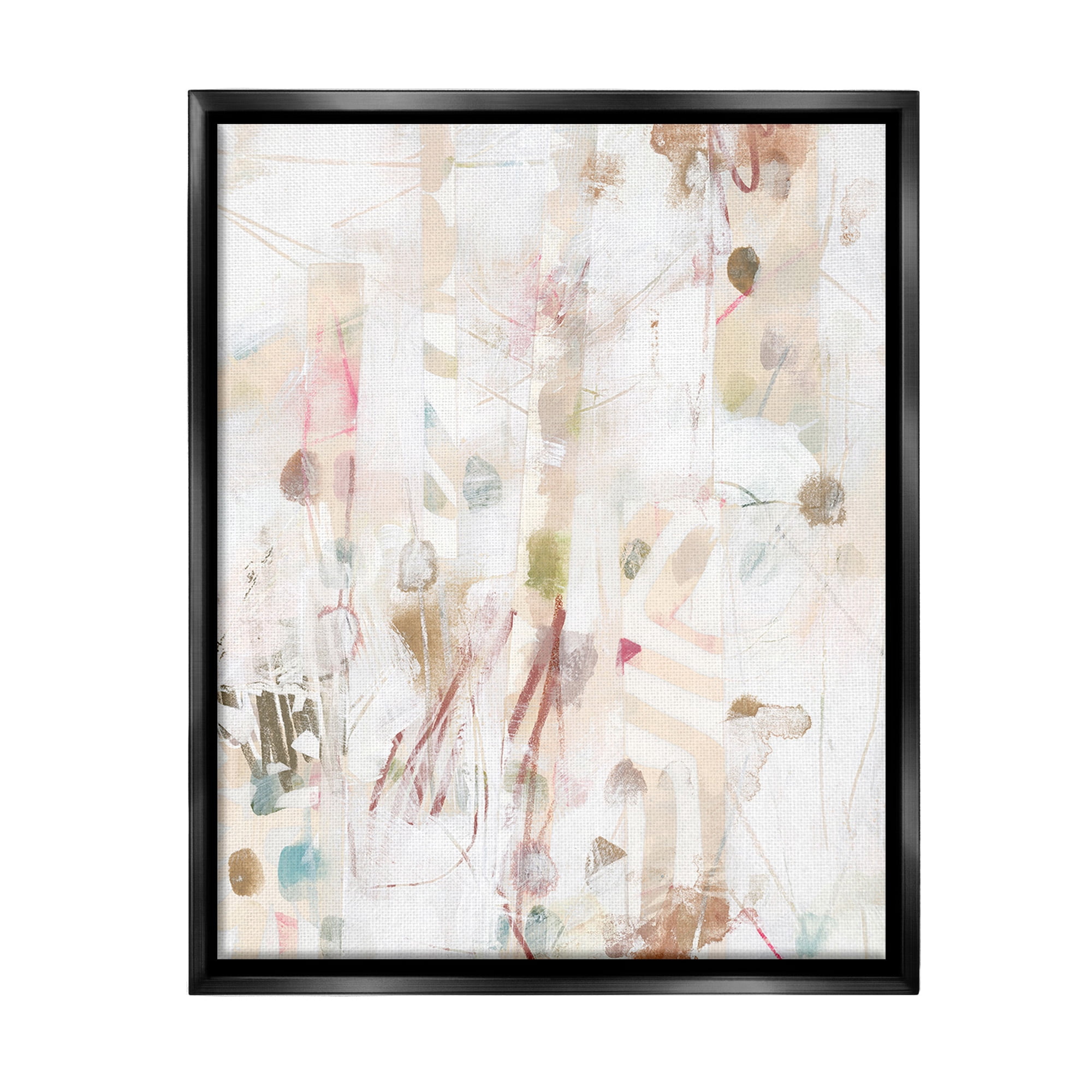 Stupell Industries Subtle Beige Pattern Abstract Painting Black Floater Framed Canvas Art Print Wall Art, 25 x 31