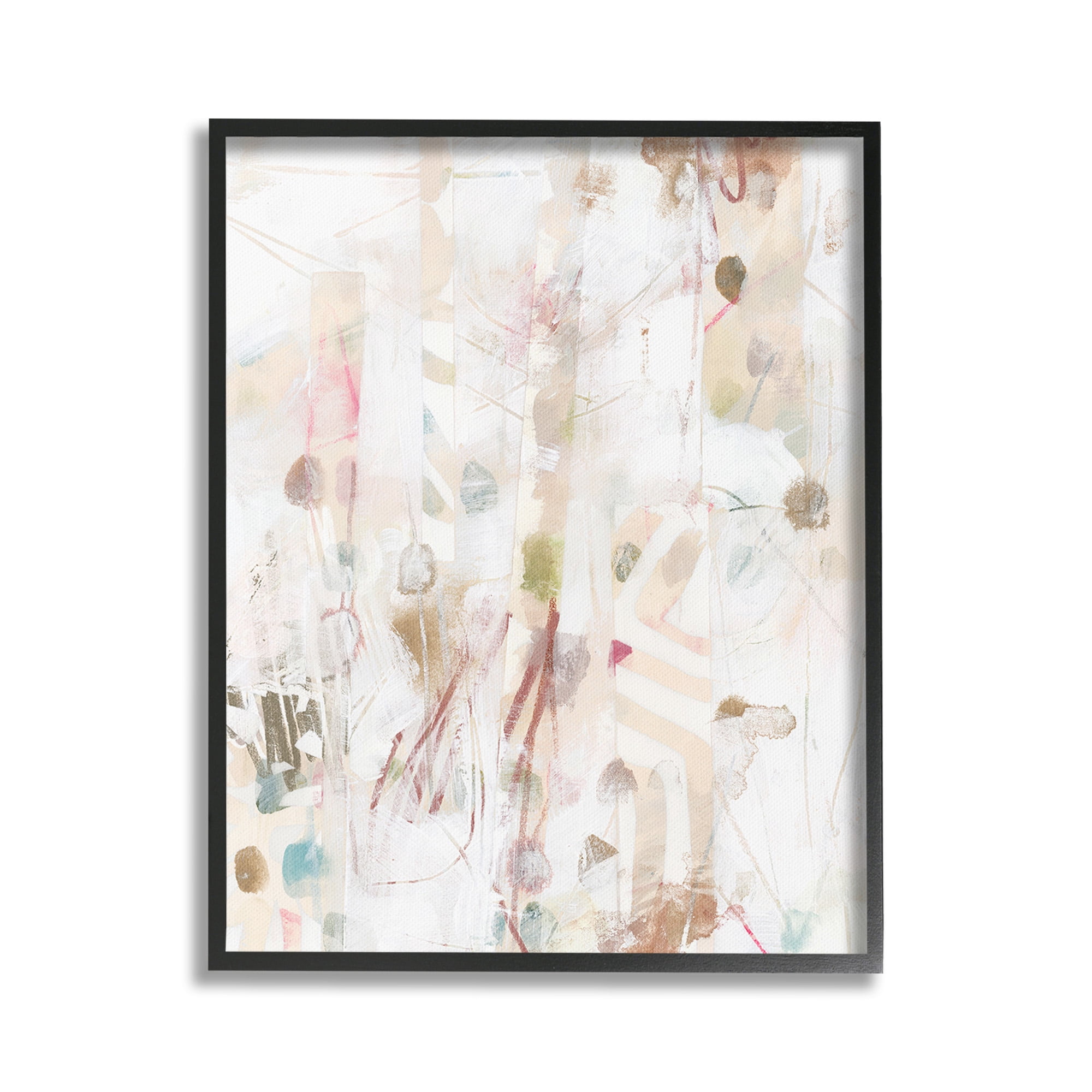 Stupell Industries Subtle Beige Pattern Abstract Painting Black Framed Art Print Wall Art, 24 x 30
