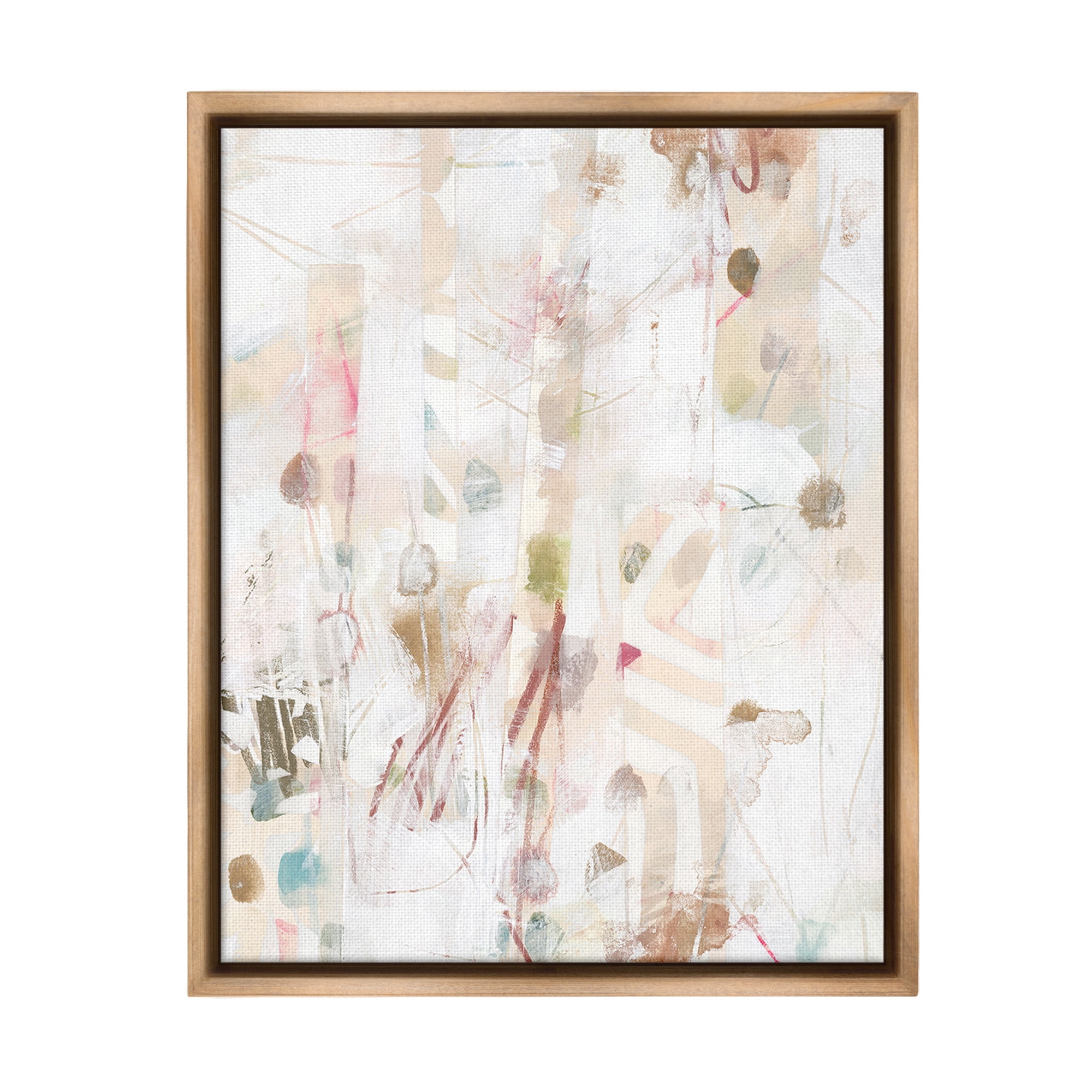 Stupell Industries Subtle Beige Pattern Abstract Painting Brown Floater Framed Canvas Art Print Wall Art, 25 x 31