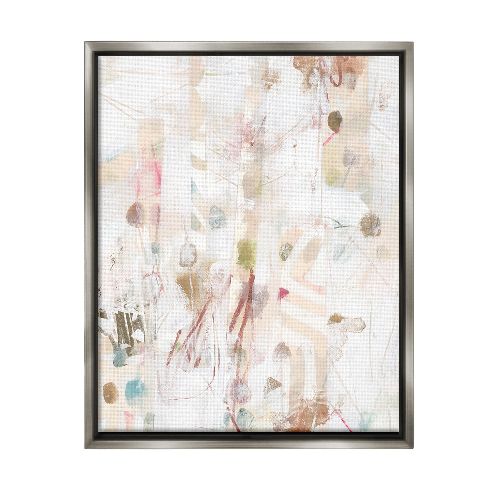 Stupell Industries Subtle Beige Pattern Abstract Painting Gray Floater Framed Canvas Art Print Wall Art, 17 x 21