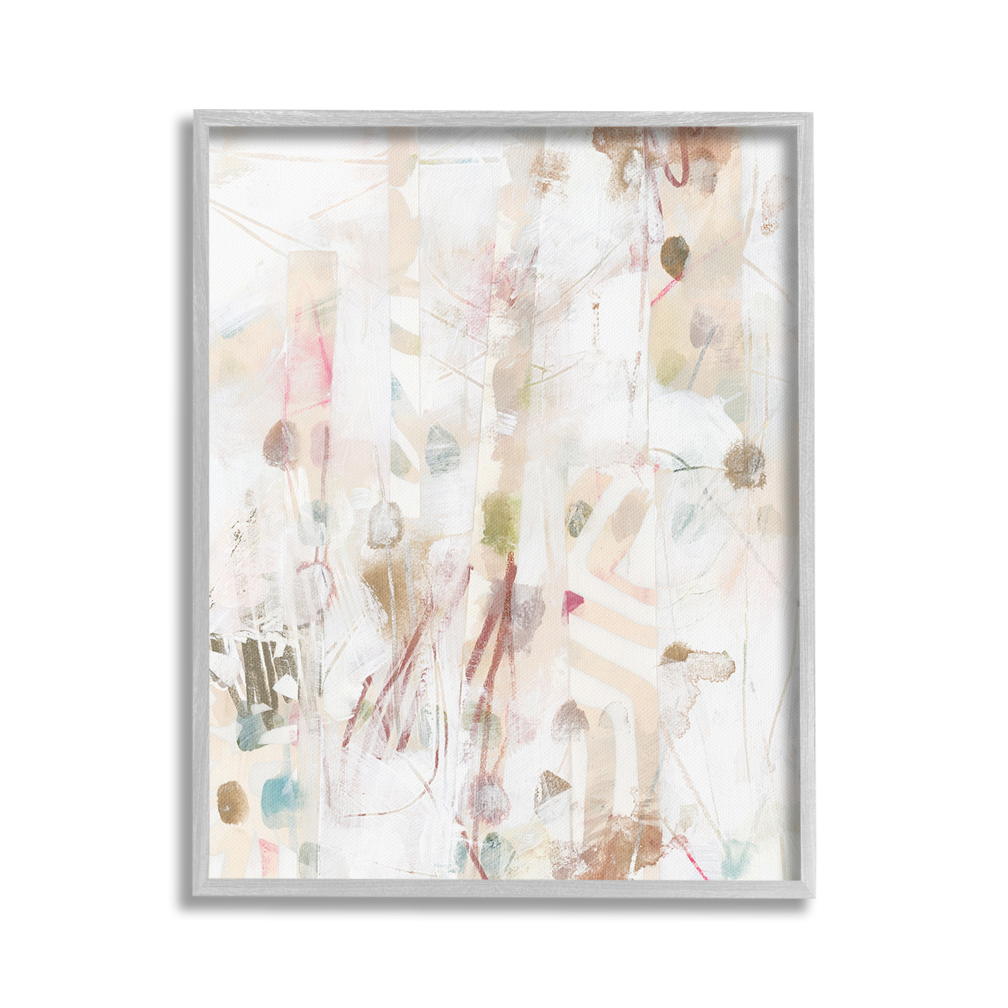 Stupell Industries Subtle Beige Pattern Abstract Painting Gray Framed Art Print Wall Art, 24 x 30