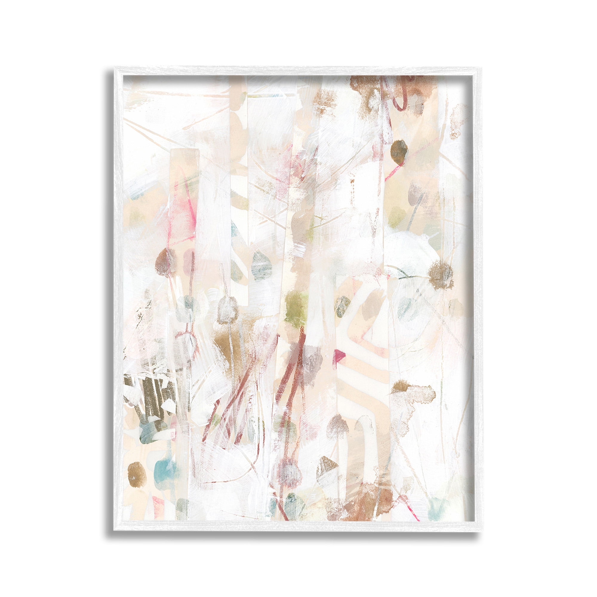 Stupell Industries Subtle Beige Pattern Abstract Painting White Framed Art Print Wall Art, 11 x 14