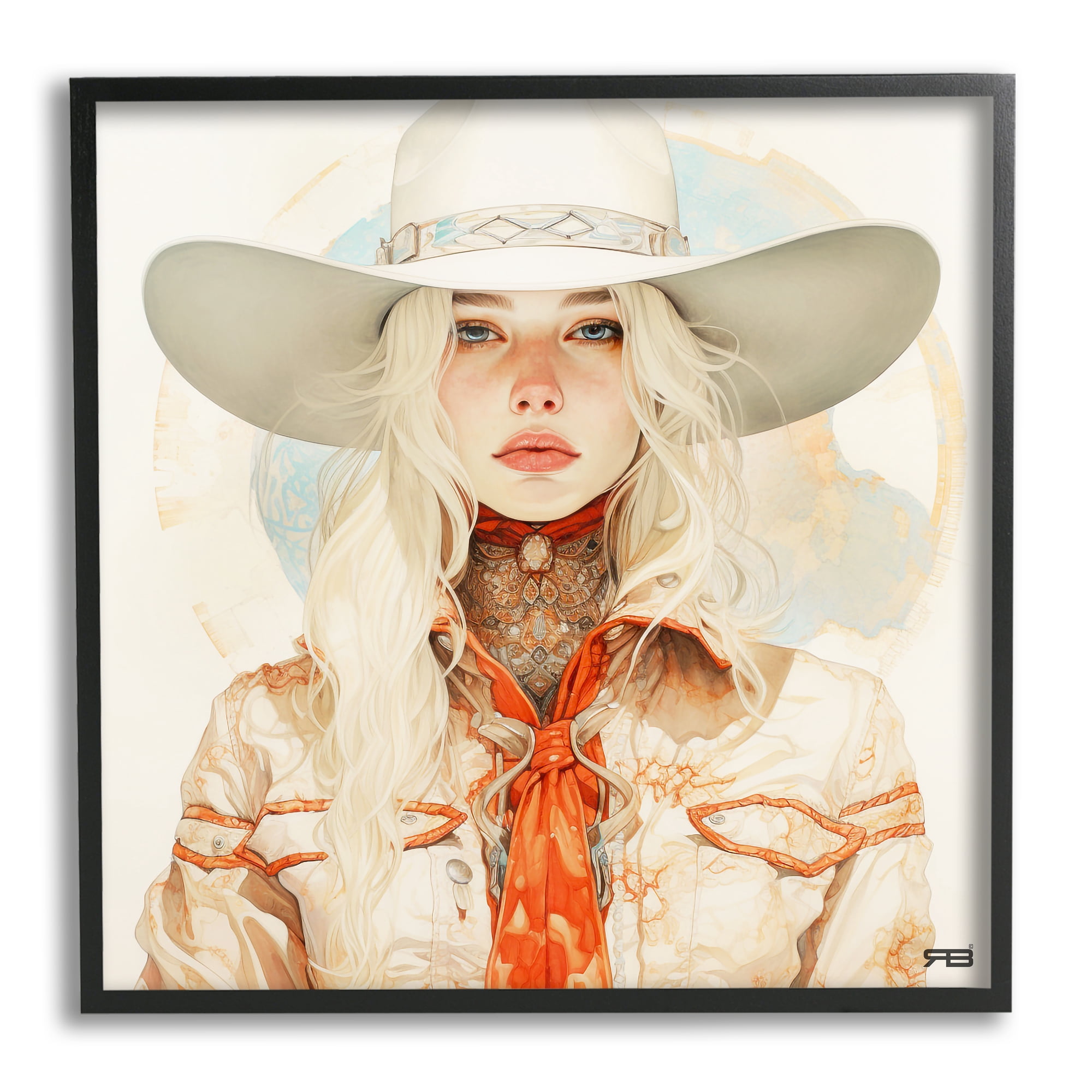 Stupell Industries Subtle Blonde Cowgirl Abstract Painting Black Framed Art Print Wall Art, 12 x 12